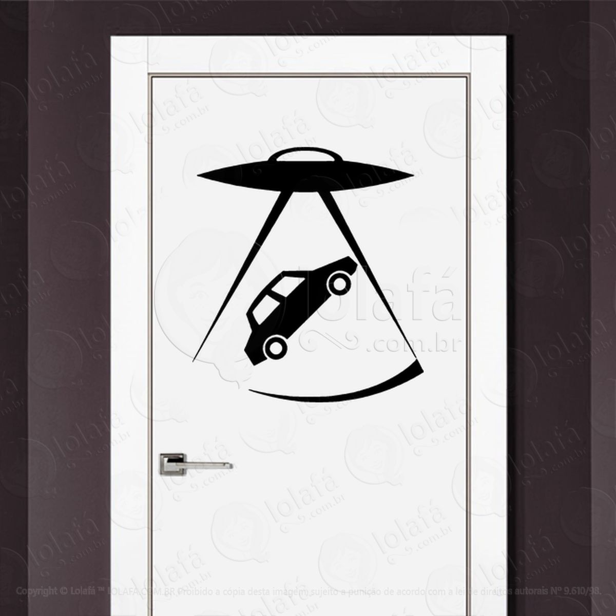 Abdução por OVNI Adesivo Alienígena de Parede para Quarto, Porta e Vidro Mod:379