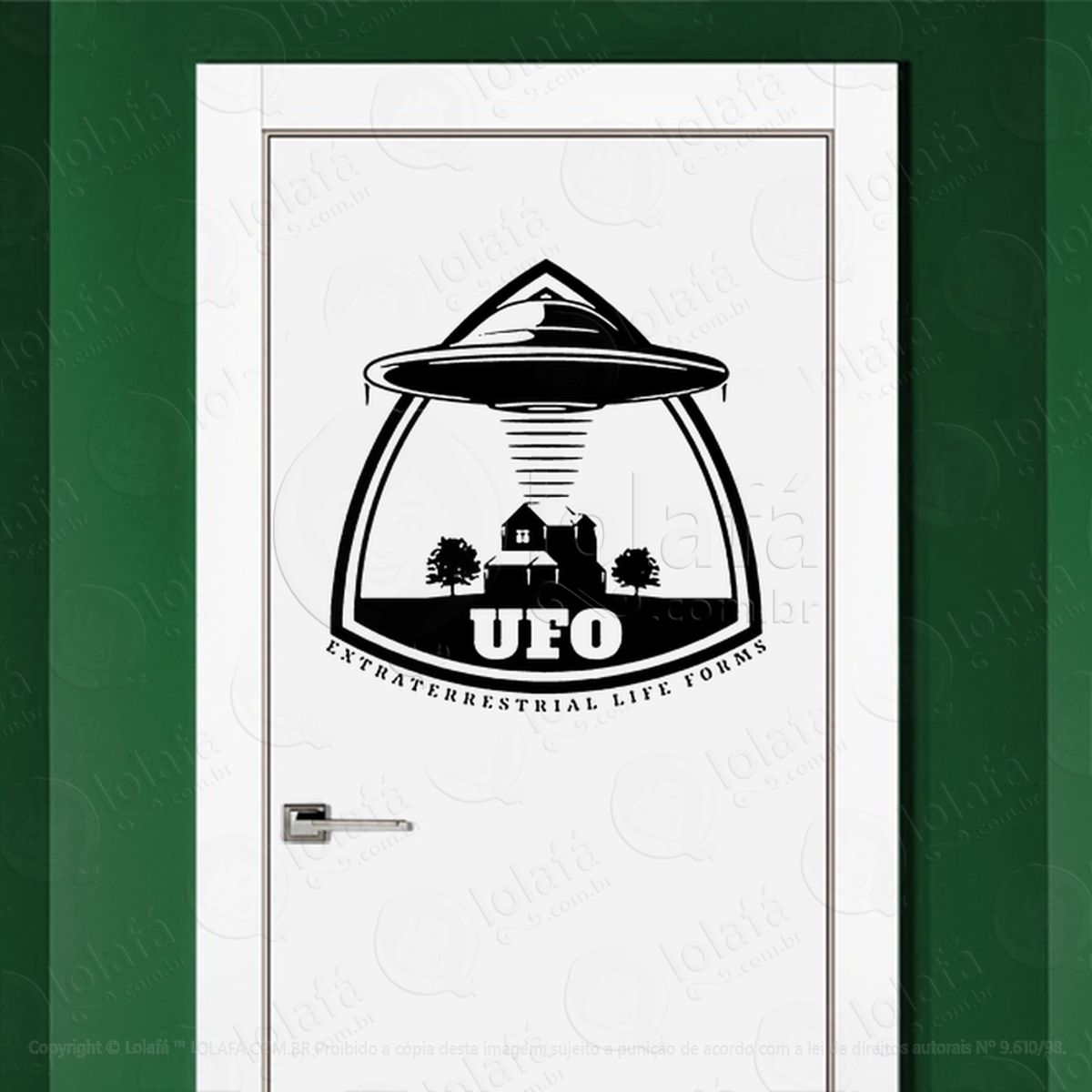 UFO Formas de Vida Extraterrestre Adesivo Alienígena de Parede para Quarto, Porta e Vidro Mod:393