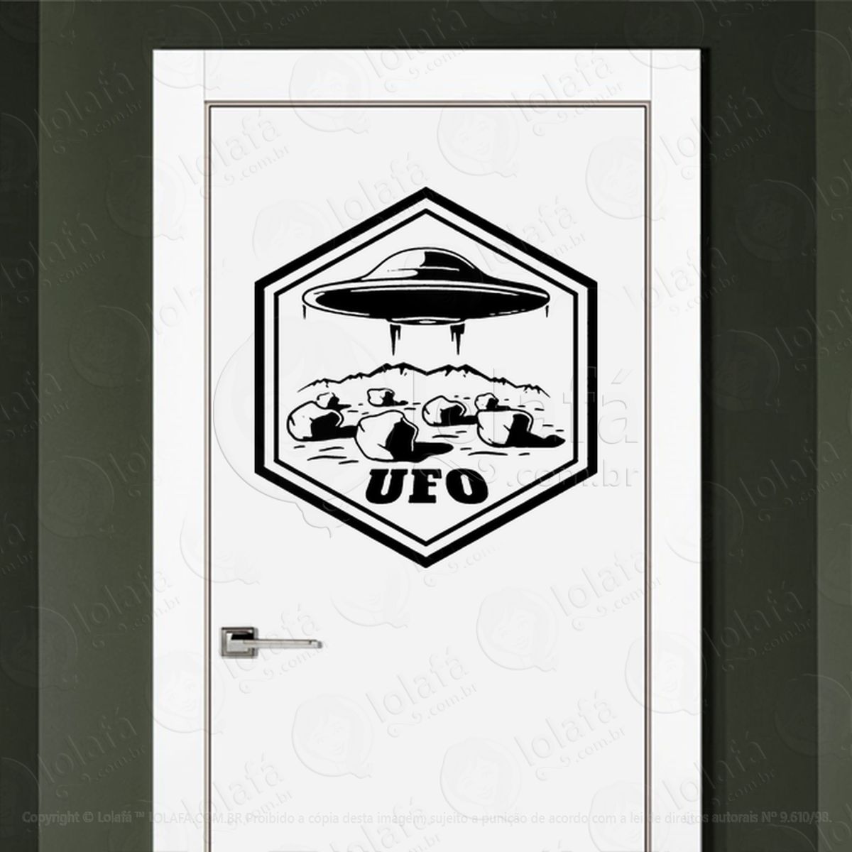Placa UFO Adesivo Alienígena de Parede para Quarto, Porta e Vidro Mod:394