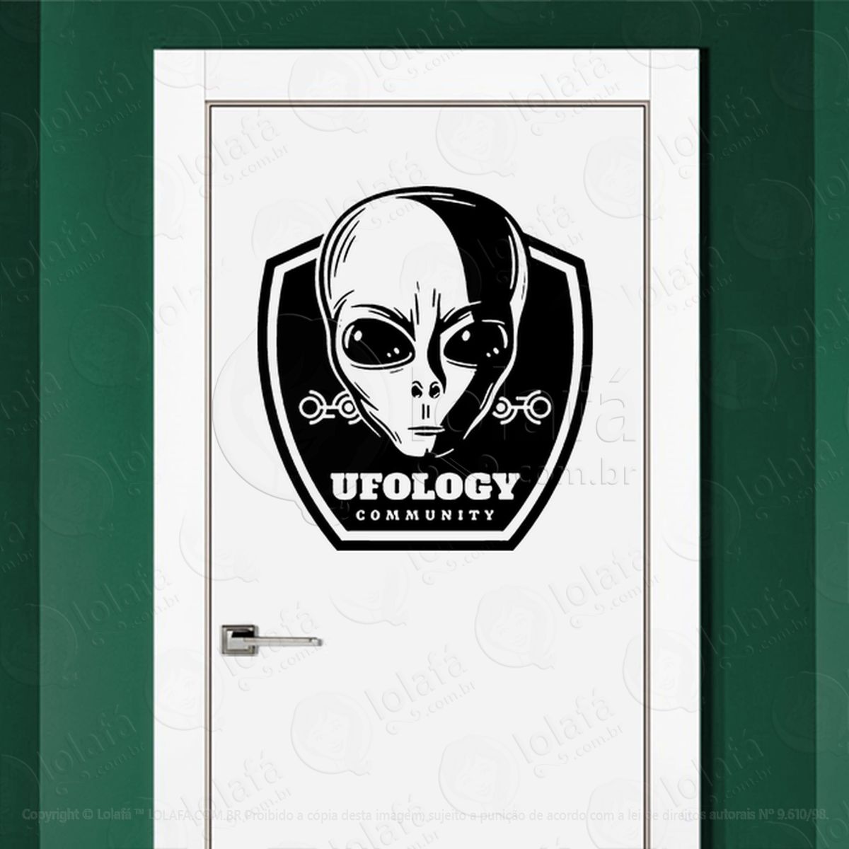 Comunidade Ufológica Adesivo Alienígena de Parede para Quarto, Porta e Vidro Mod:396