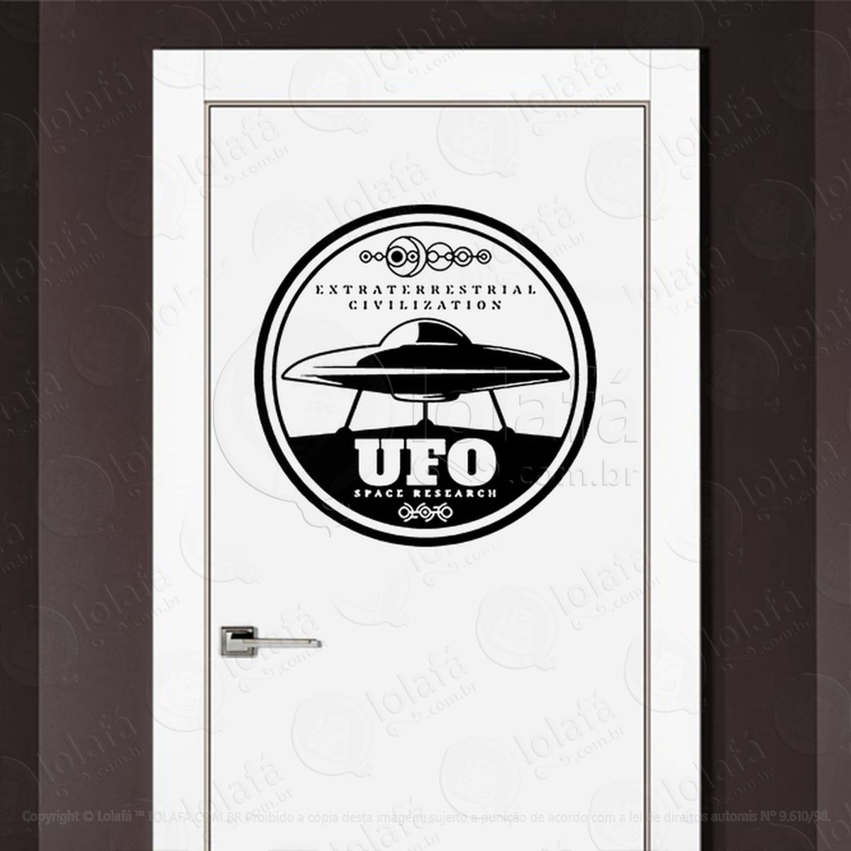 Civilização Extraterrestre Adesivo Alienígena de Parede para Quarto, Porta e Vidro Mod:397