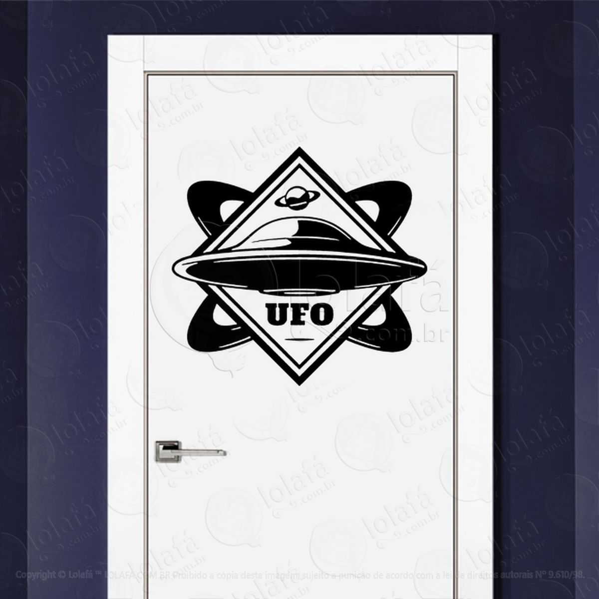 Placa UFO OVNI Adesivo Alienígena de Parede para Quarto, Porta e Vidro Mod:398