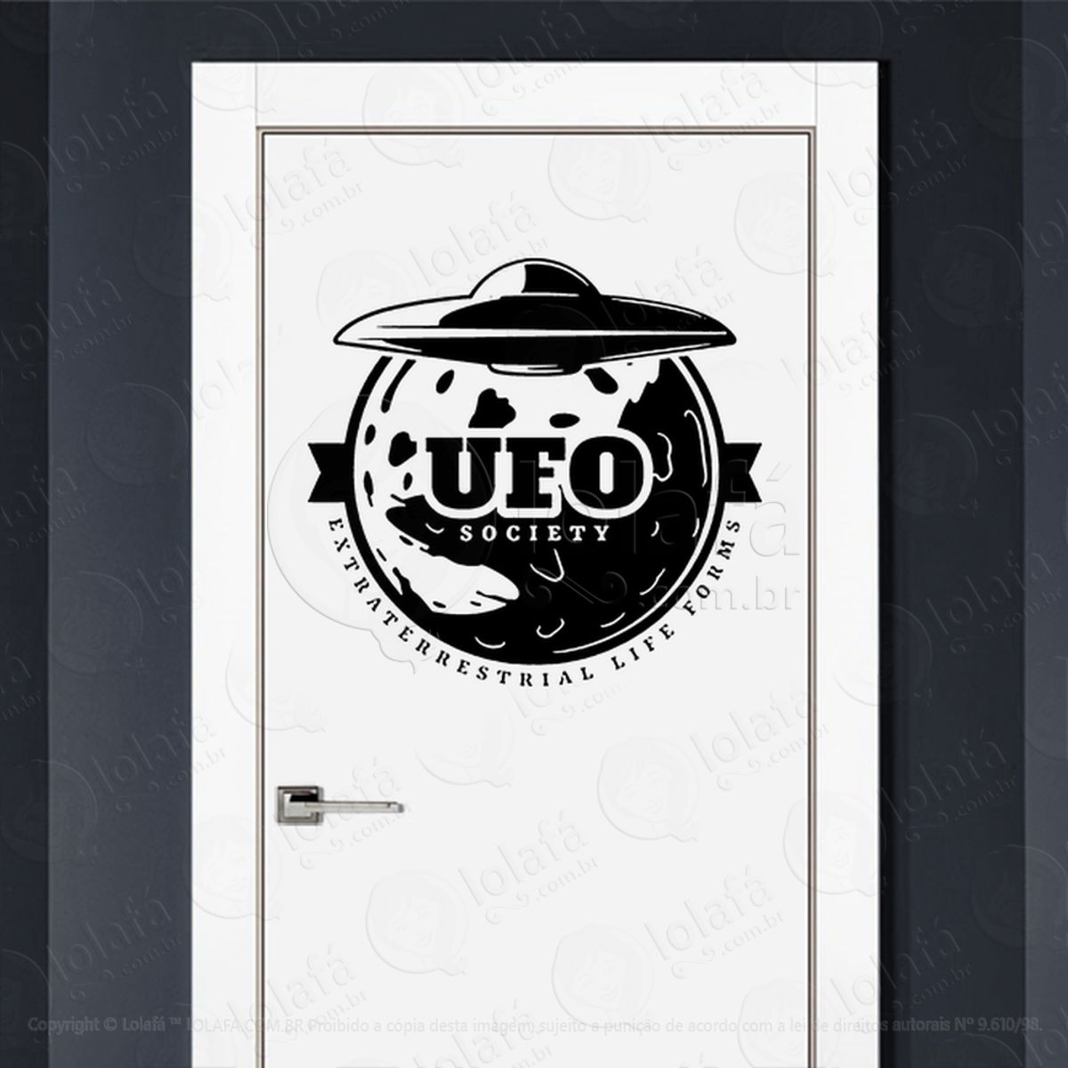 Sociedade UFO Formas de Vida Extraterrestre Adesivo Alienígena de Parede para Quarto, Porta e Vidro Mod:399