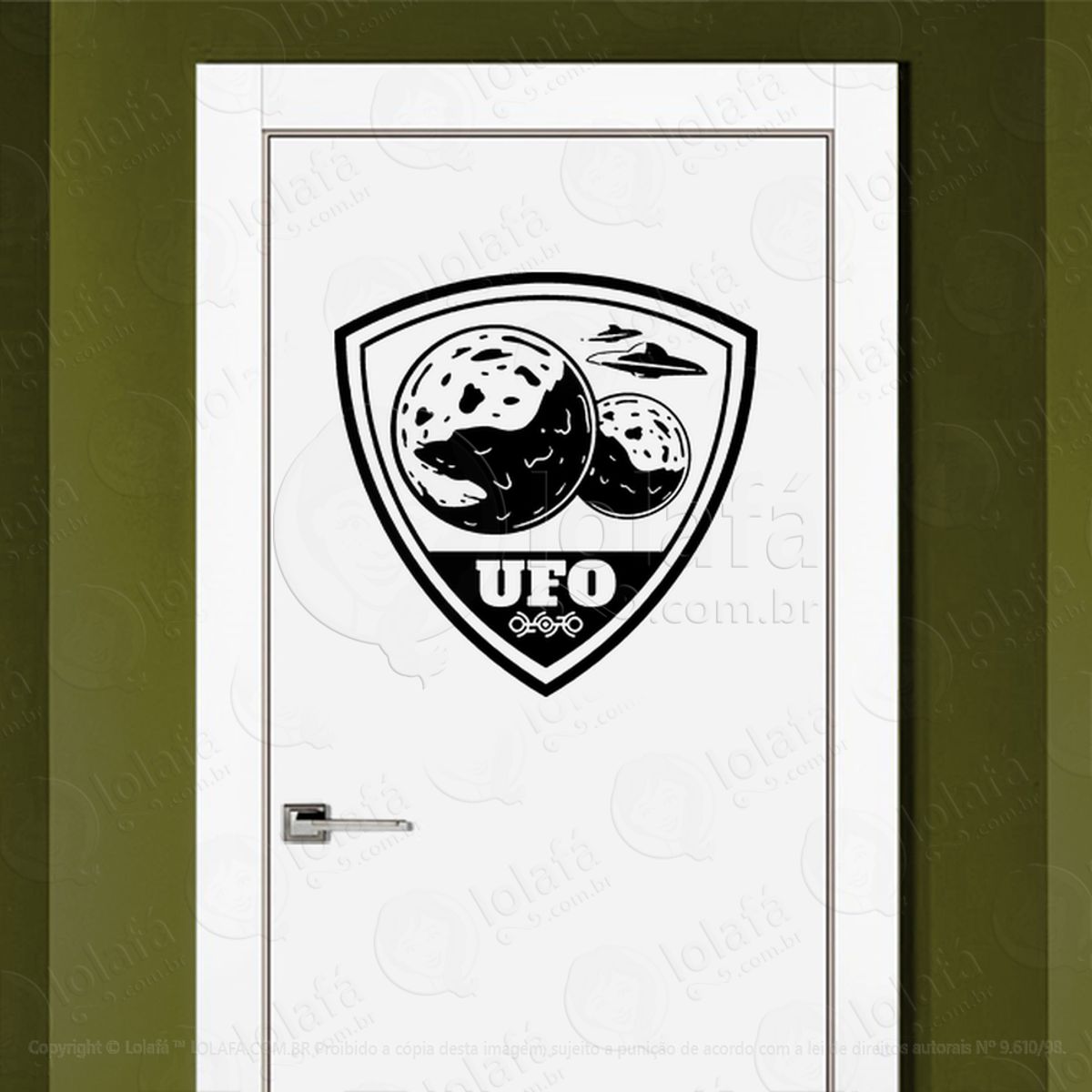 UFO Brasão OVNI Adesivo Alienígena de Parede para Quarto, Porta e Vidro Mod:400