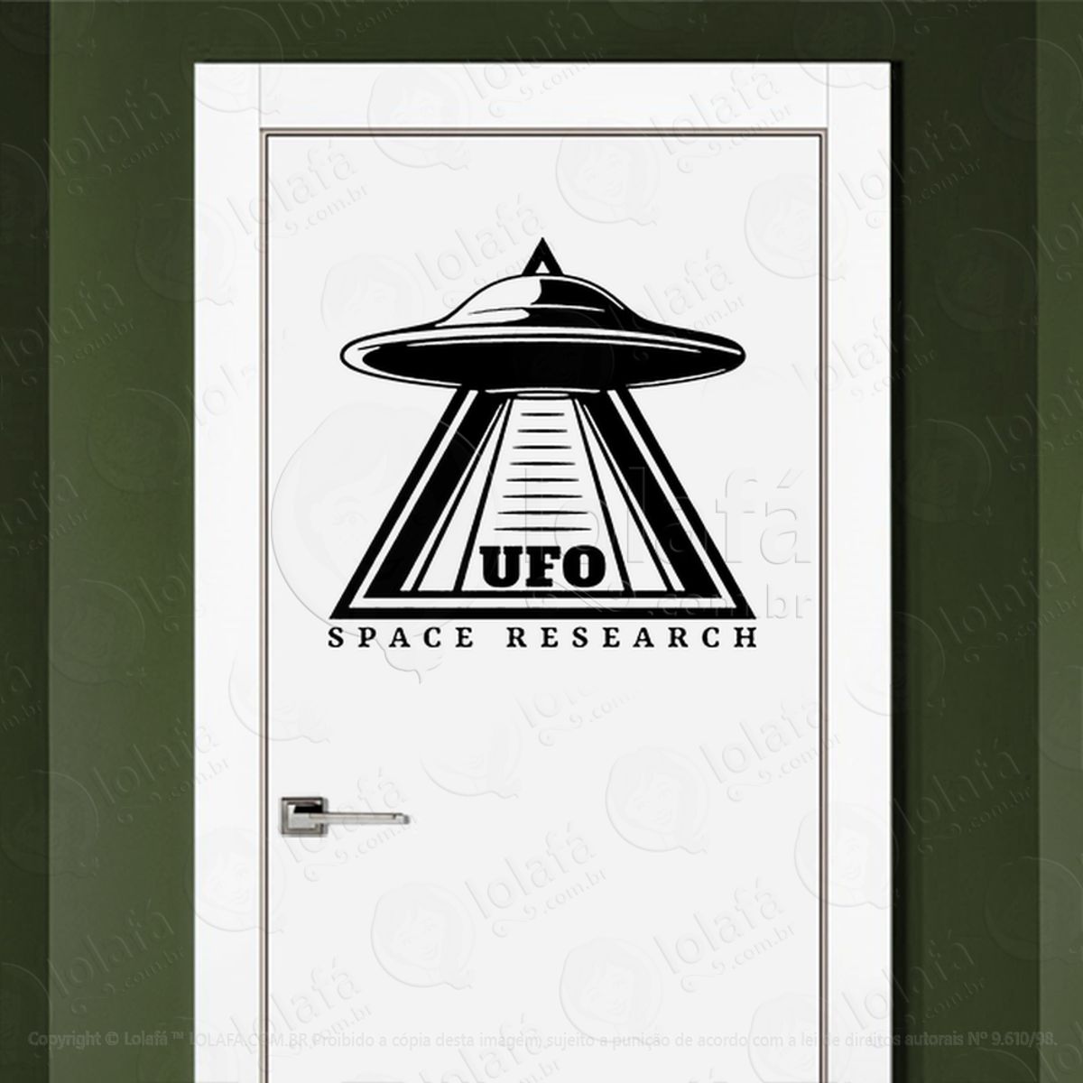UFO Pesquisa Espacial Adesivo Alienígena de Parede para Quarto, Porta e Vidro Mod:401