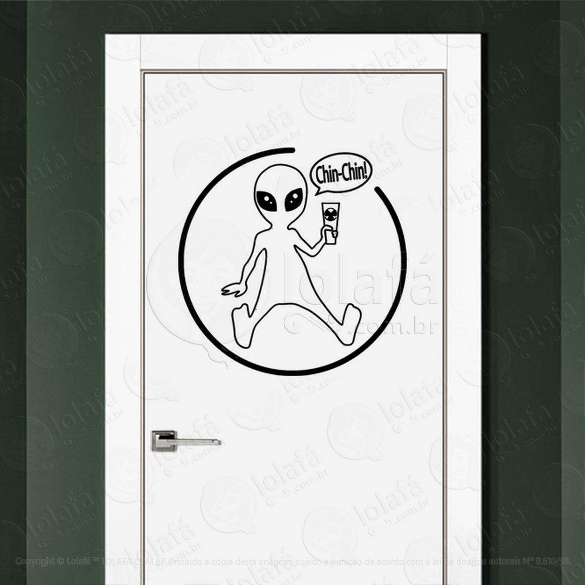 Alien Chin Chin Adesivo Alienígena de Parede para Quarto, Porta e Vidro Mod:404