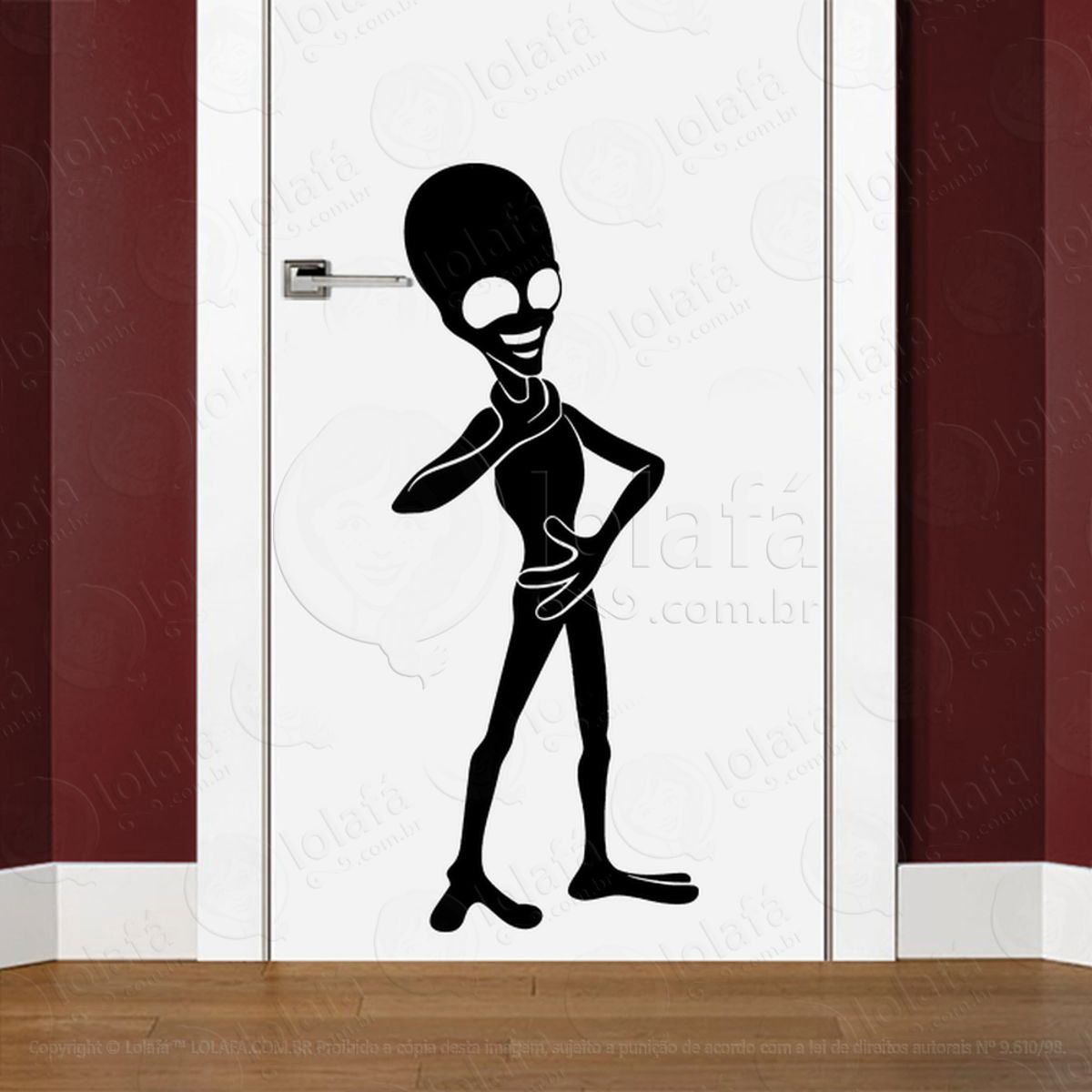 Alien Bem-Humorado Adesivo Alienígena de Parede para Quarto, Porta e Vidro Mod:406