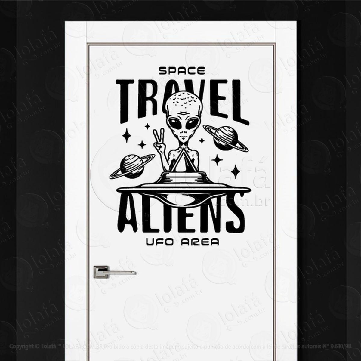 Viagem Espacial Área de OVNIs Alienígenas Adesivo Alienígena de Parede para Quarto, Porta e Vidro Mod:418