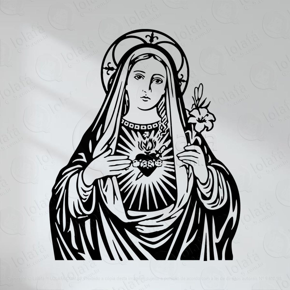 Nossa Senhora Adesivo de Parede Decorativo para Casa, Quarto, Sala e Vidro Mod:30