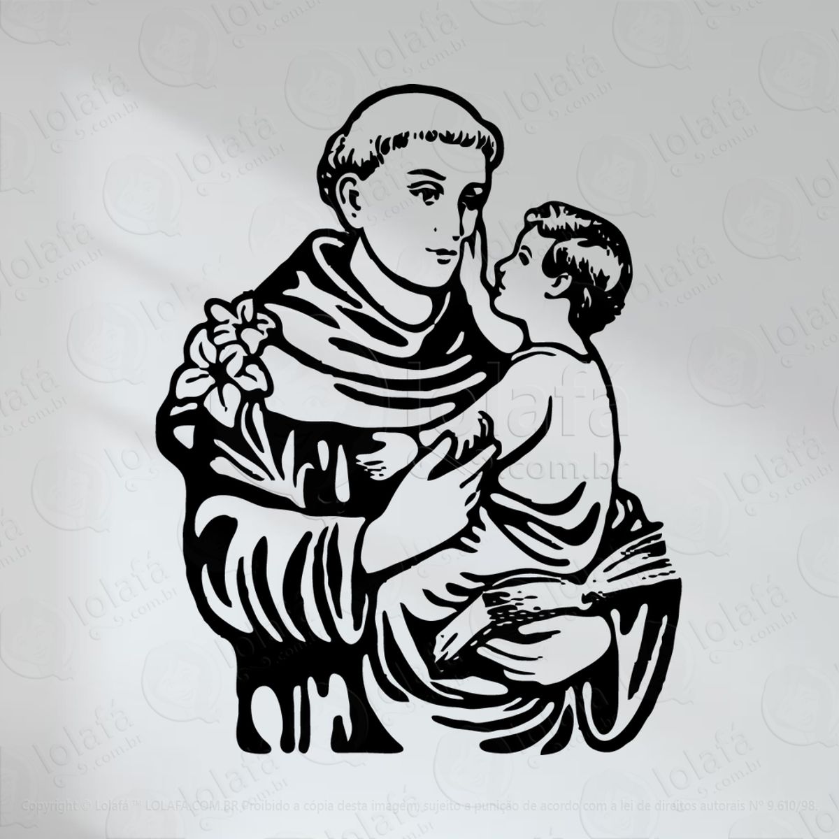 Santo Antônio Adesivo de Parede Decorativo para Casa, Quarto, Sala e Vidro Mod:41