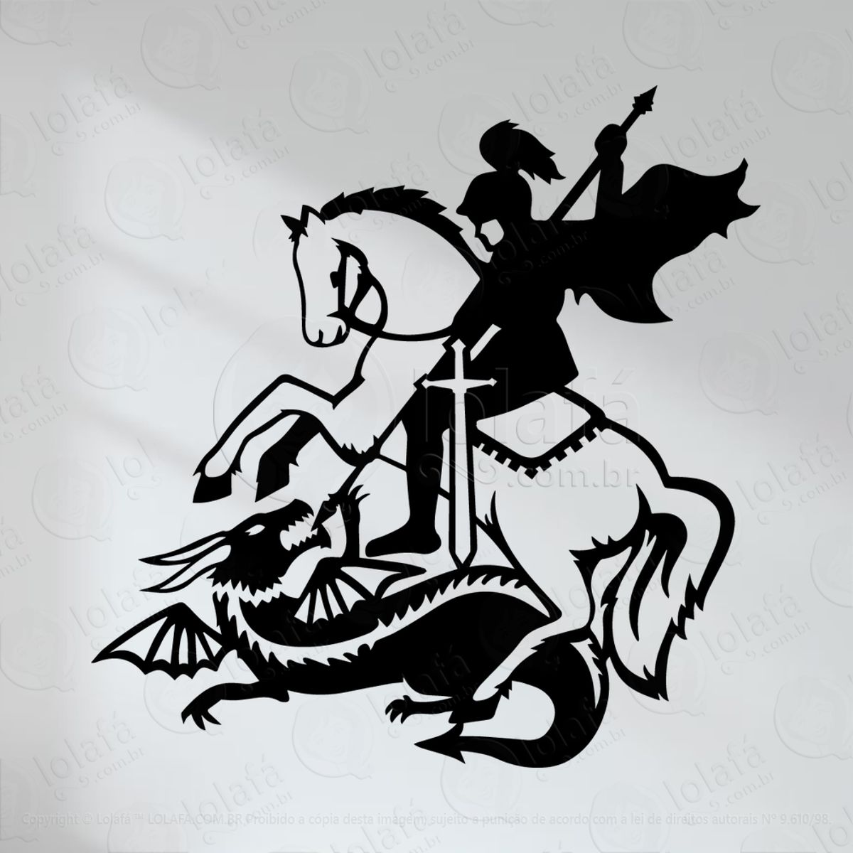 São Jorge Adesivo de Parede Decorativo para Casa, Quarto, Sala e Vidro Mod:56