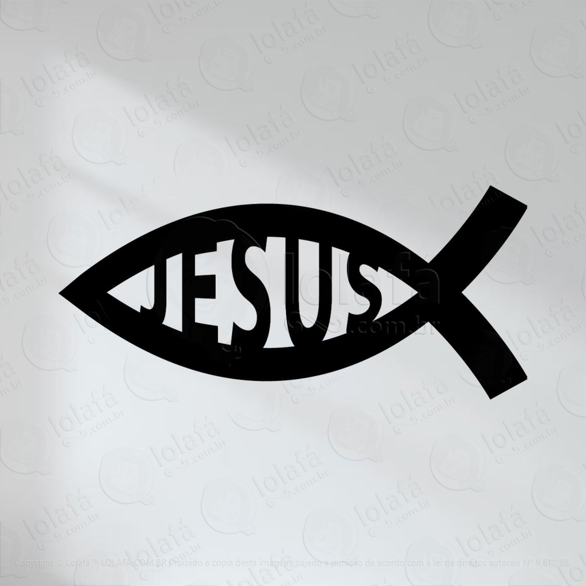 Peixe de Jesus Adesivo de Parede Decorativo para Casa, Quarto, Sala e Vidro Mod:81