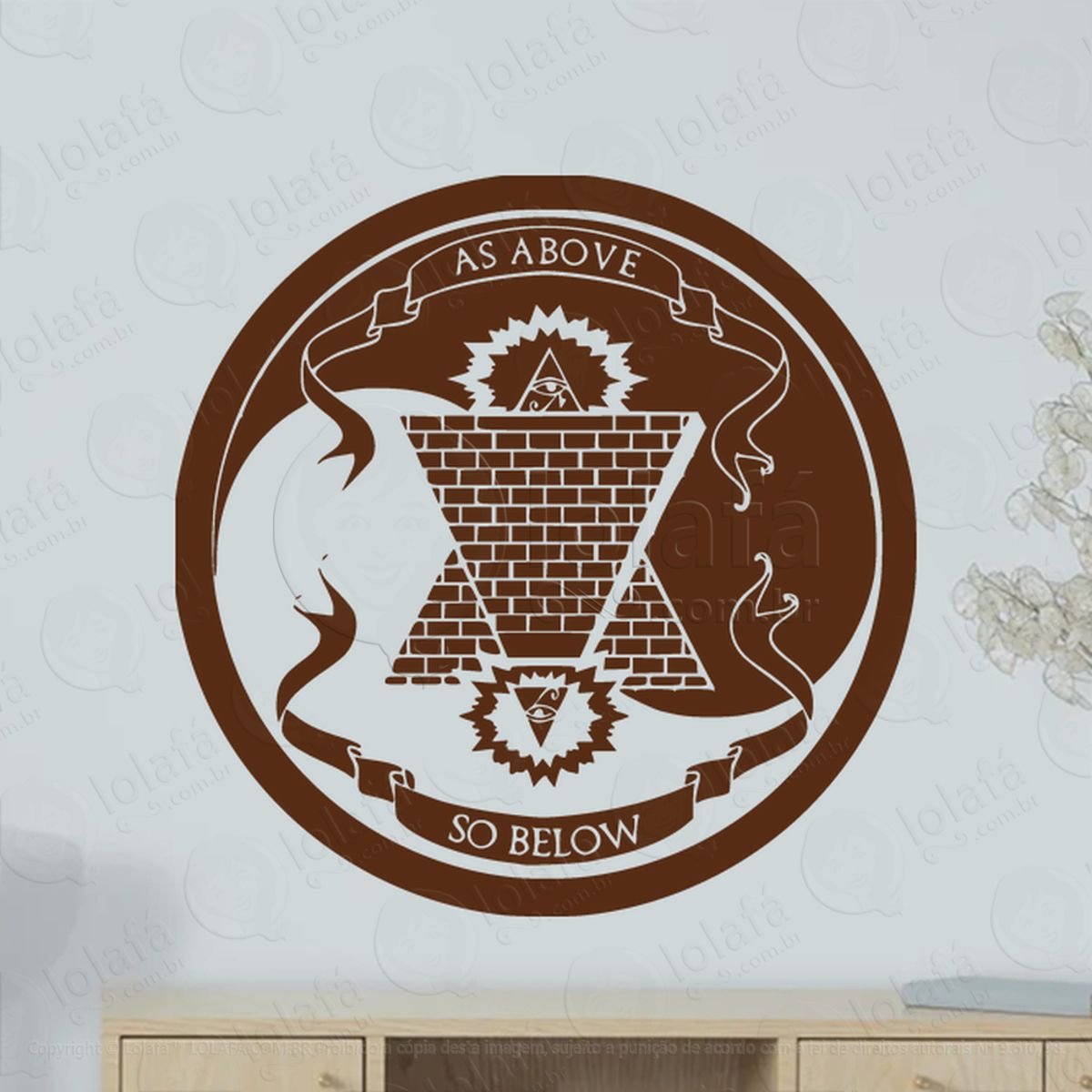 As Above So Below Wheel Adesivo de Parede Decorativo para Casa, Sala, Quarto, Vidro e Altar Ocultista Mod:3
