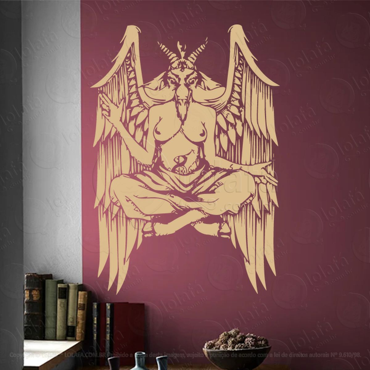 Baphomet Adesivo de Parede Decorativo para Casa, Sala, Quarto, Vidro e Altar Ocultista Mod:4