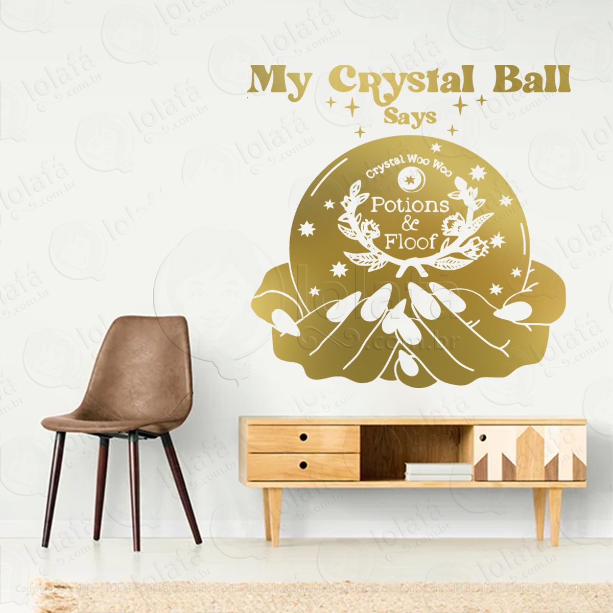 Bola de Cristal Woo Crystal Ball Adesivo de Parede Decorativo para Casa, Sala, Quarto, Vidro e Altar Ocultista Mod:13