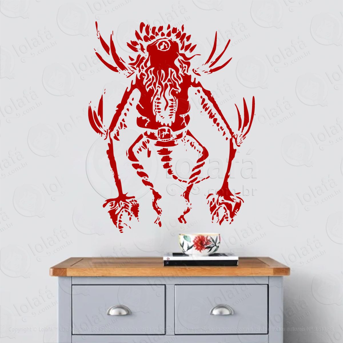 Demônio Demon Adesivo de Parede Decorativo para Casa, Sala, Quarto, Vidro e Altar Ocultista Mod:16