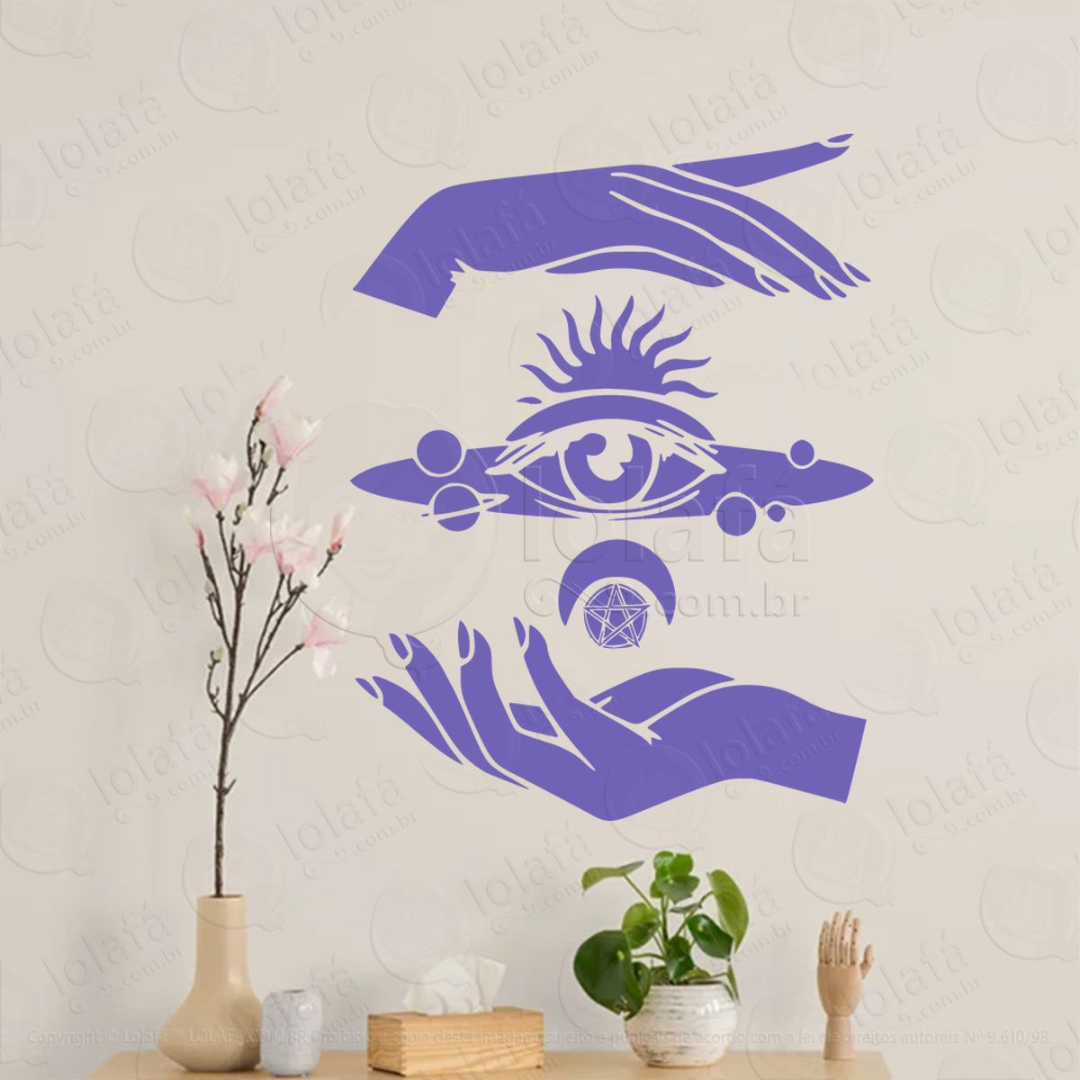Mãos e Olhos Hands and Eye Adesivo de Parede Decorativo para Casa, Sala, Quarto, Vidro e Altar Ocultista Mod:22