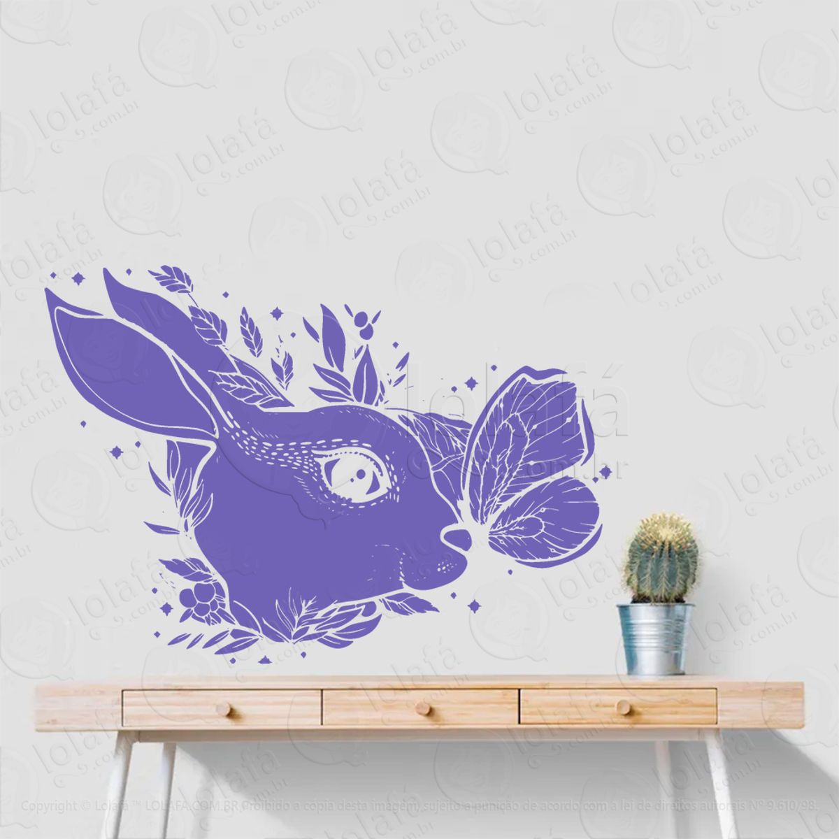 Lebre com Borboleta Hare With Butterfly Adesivo de Parede Decorativo para Casa, Sala, Quarto, Vidro e Altar Ocultista Mod:24