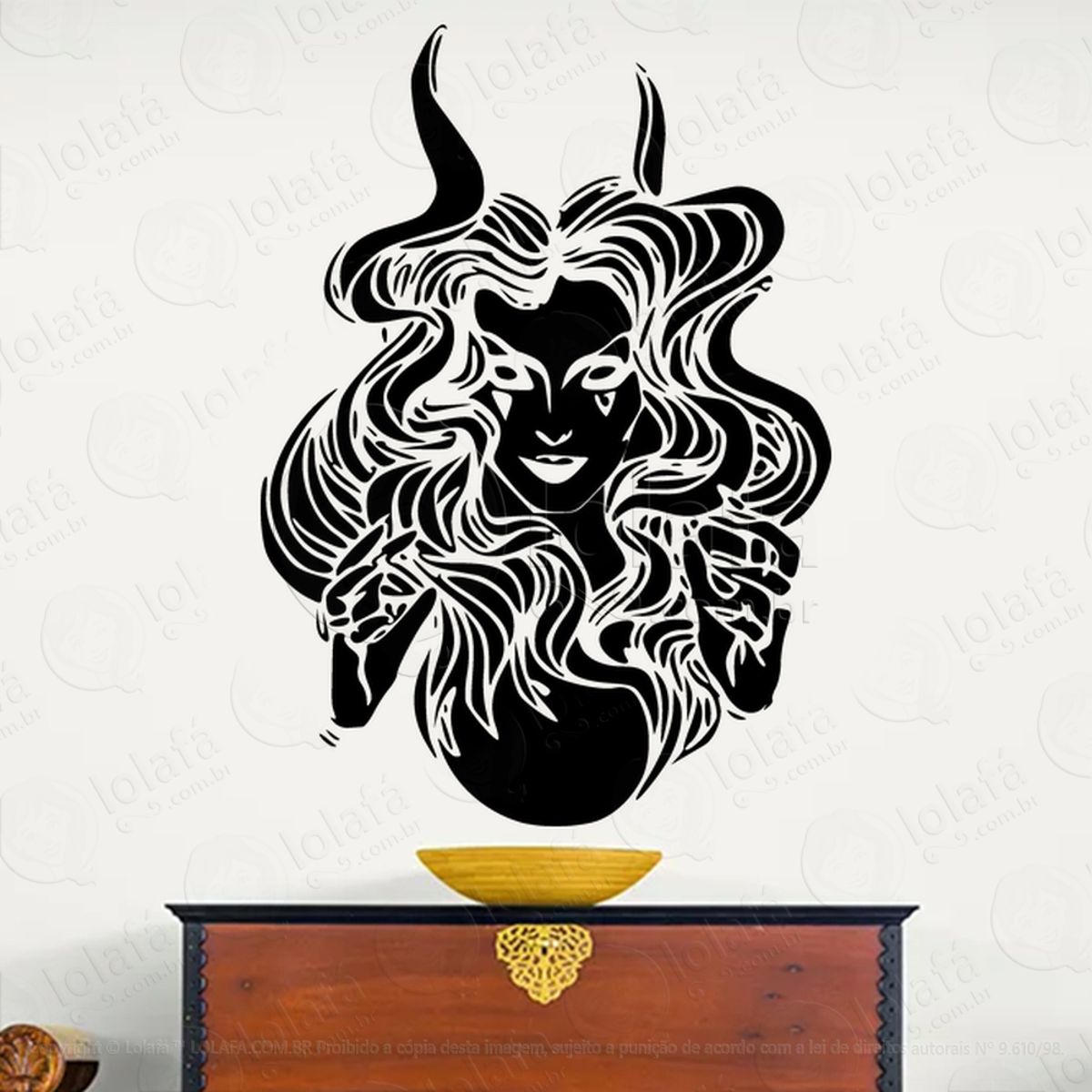 Lilith Adesivo de Parede Decorativo para Casa, Sala, Quarto, Vidro e Altar Ocultista Mod:28