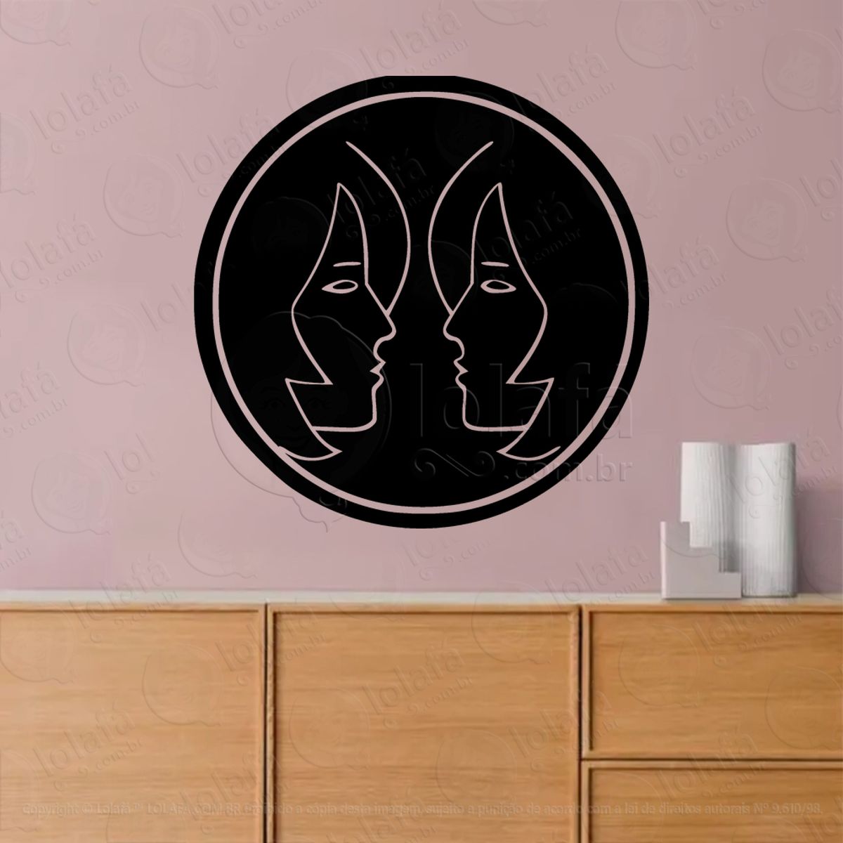 Mandala Signo de Gêmeos Astrologia Gemini Adesivo de Parede Decorativo para Casa, Sala, Quarto, Vidro e Altar Ocultista Mod:35
