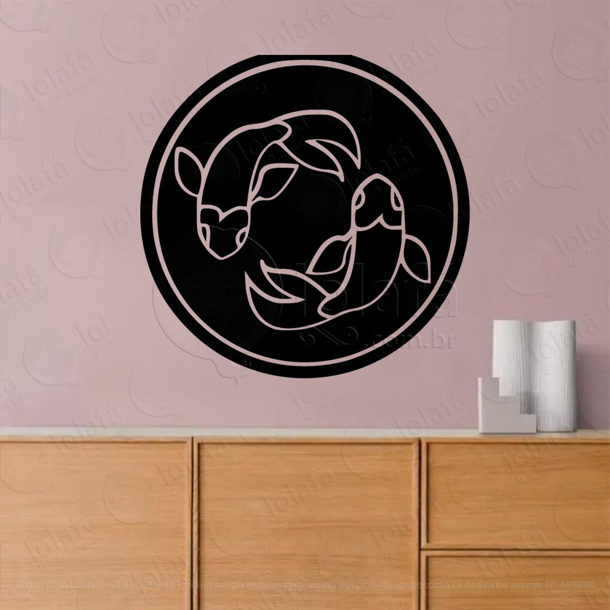 Mandala Signo de Peixes Astrologia Pisces Adesivo de Parede Decorativo para Casa, Sala, Quarto, Vidro e Altar Ocultista Mod:38