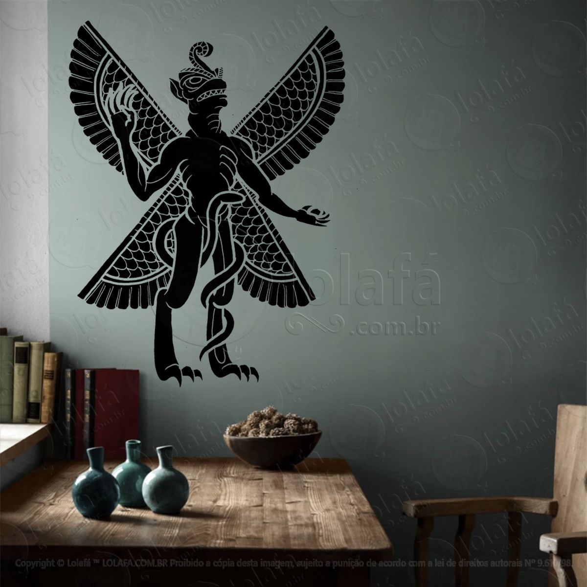 Pazuzu Adesivo de Parede Decorativo para Casa, Sala, Quarto, Vidro e Altar Ocultista Mod:40