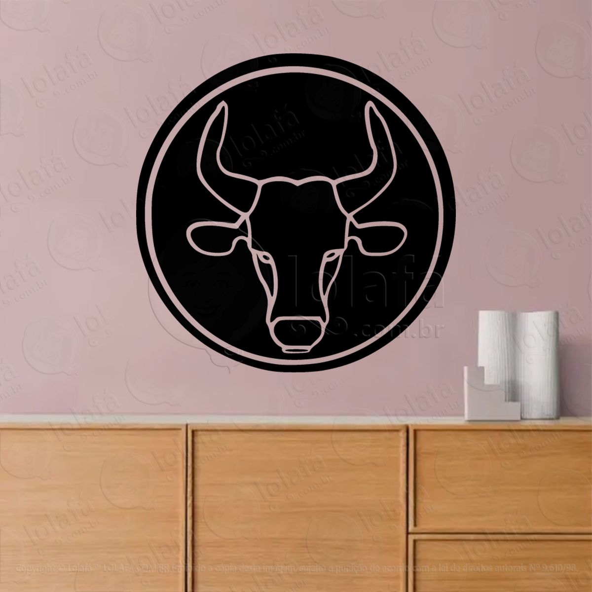Mandala Signo de Touro Astrologia Taurus Adesivo de Parede Decorativo para Casa, Sala, Quarto, Vidro e Altar Ocultista Mod:41