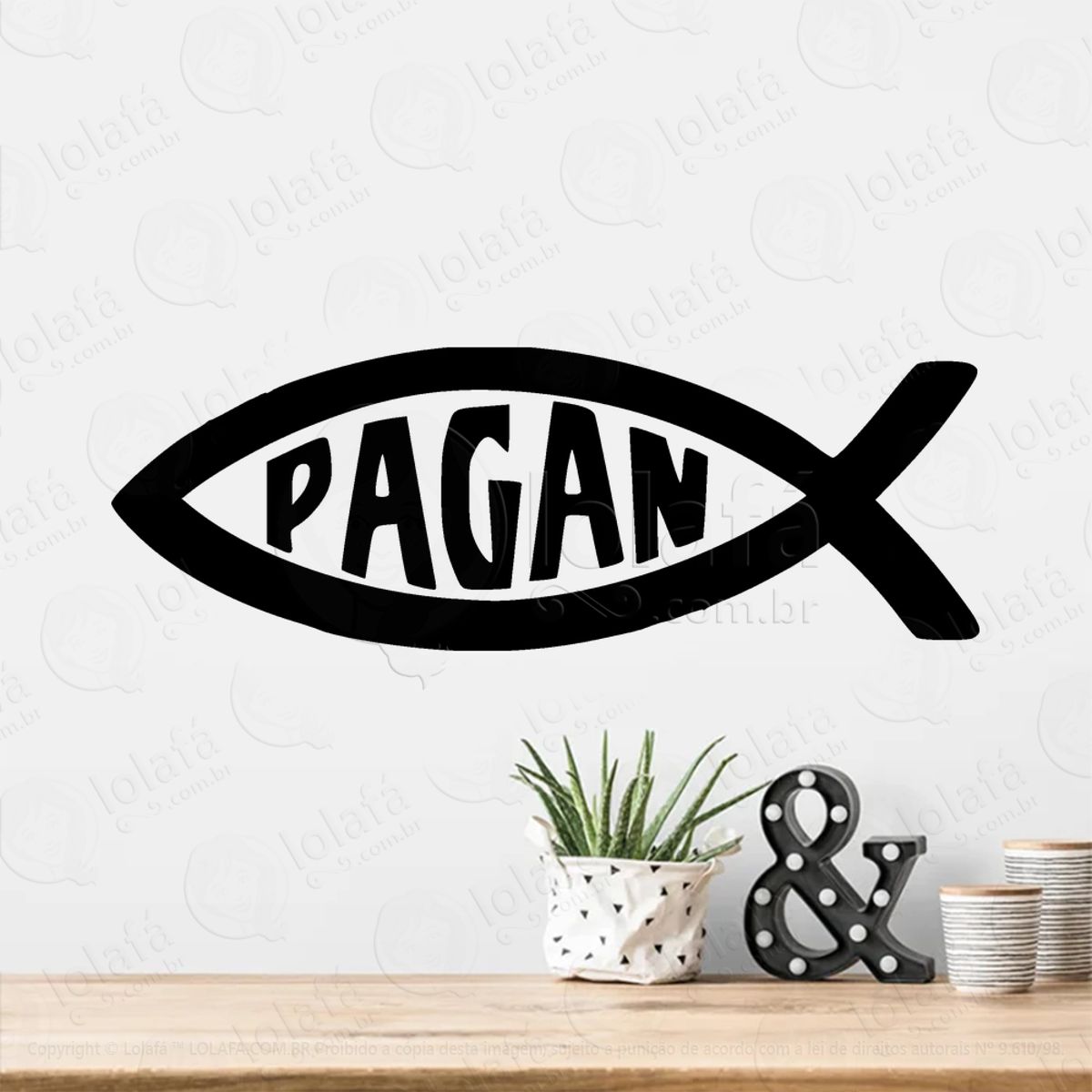 Peixe Pagão Pagan Fish Adesivo de Parede Decorativo para Casa, Sala, Quarto, Vidro e Altar Ocultista Mod:47