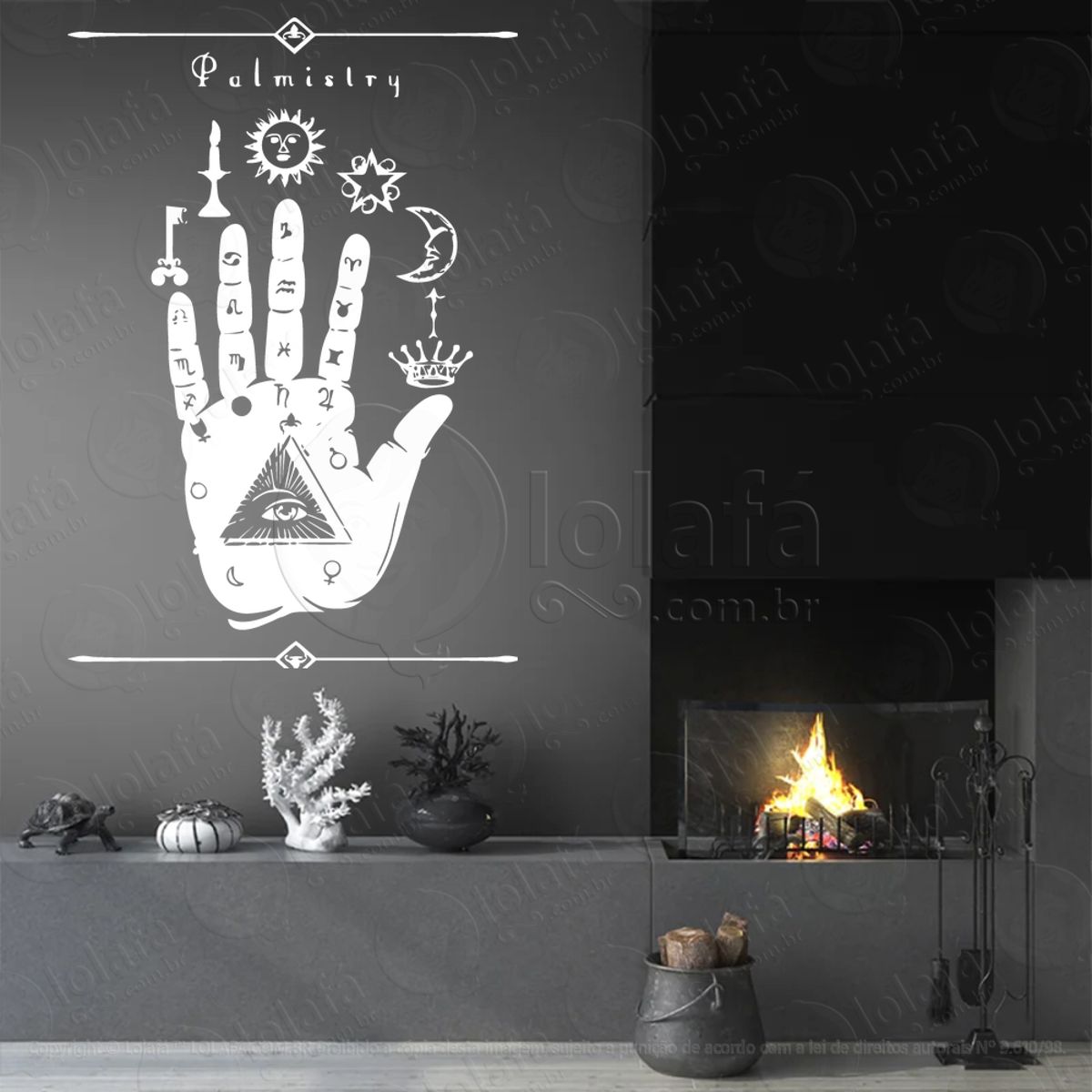 Quiromancia Palmistry Adesivo de Parede Decorativo para Casa, Sala, Quarto, Vidro e Altar Ocultista Mod:50