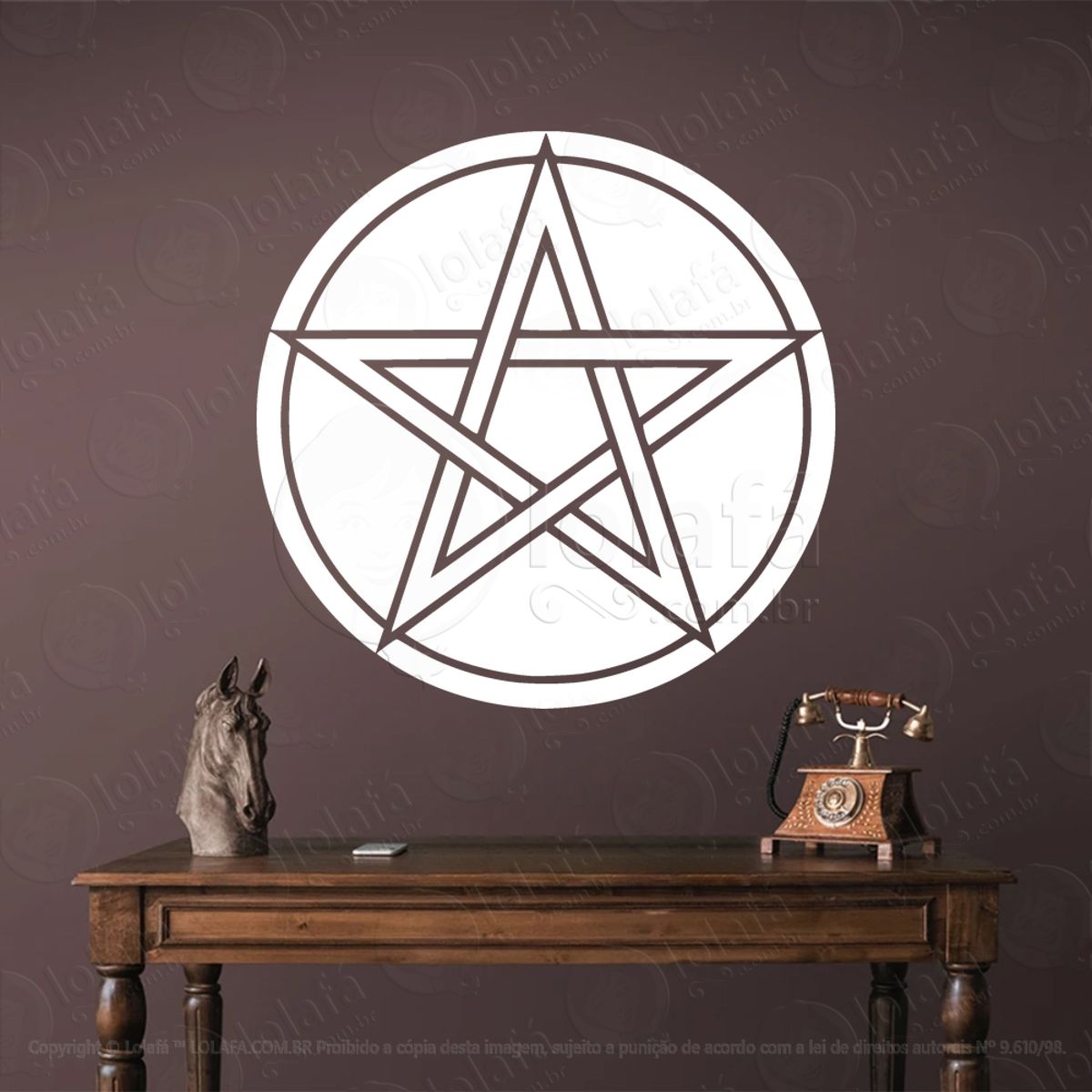 Pentáculo Pentacle Adesivo de Parede Decorativo para Casa, Sala, Quarto, Vidro e Altar Ocultista Mod:53