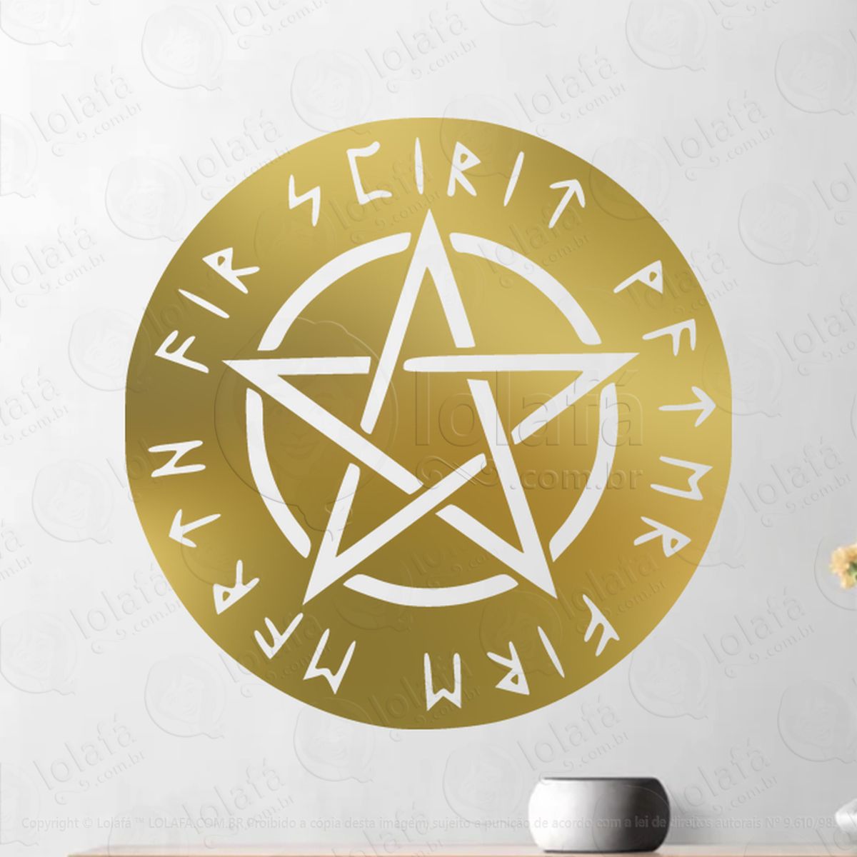 Círculo do Pentagrama Rúnico Rune Circle Adesivo de Parede Decorativo para Casa, Sala, Quarto, Vidro e Altar Ocultista Mod:57