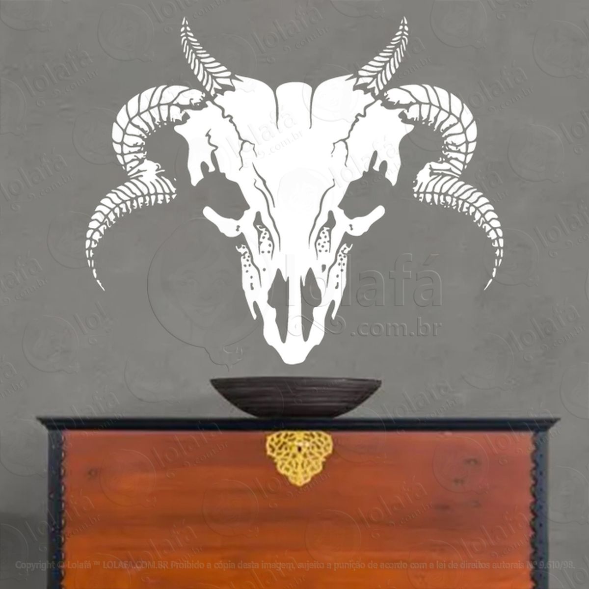 Crânio Skull Adesivo de Parede Decorativo para Casa, Sala, Quarto, Vidro e Altar Ocultista Mod:60
