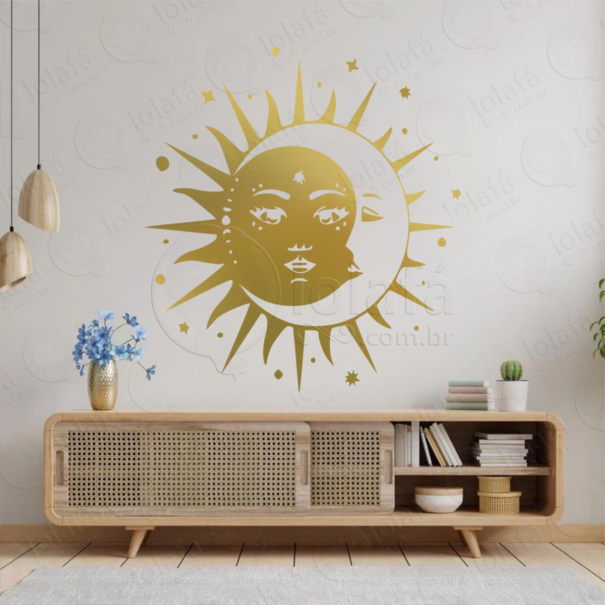 Sol Dentro da Lua Sun Inside Moon Adesivo de Parede Decorativo para Casa, Sala, Quarto, Vidro e Altar Ocultista Mod:66