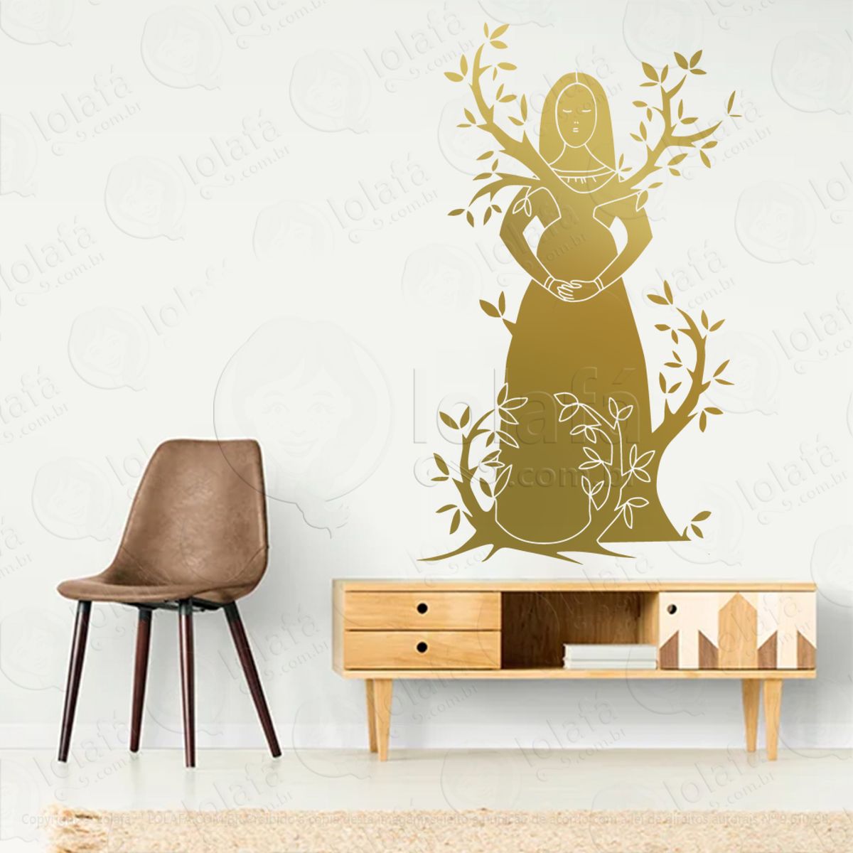 Mulher Árvore Tree Woman Adesivo de Parede Decorativo para Casa, Sala, Quarto, Vidro e Altar Ocultista Mod:69
