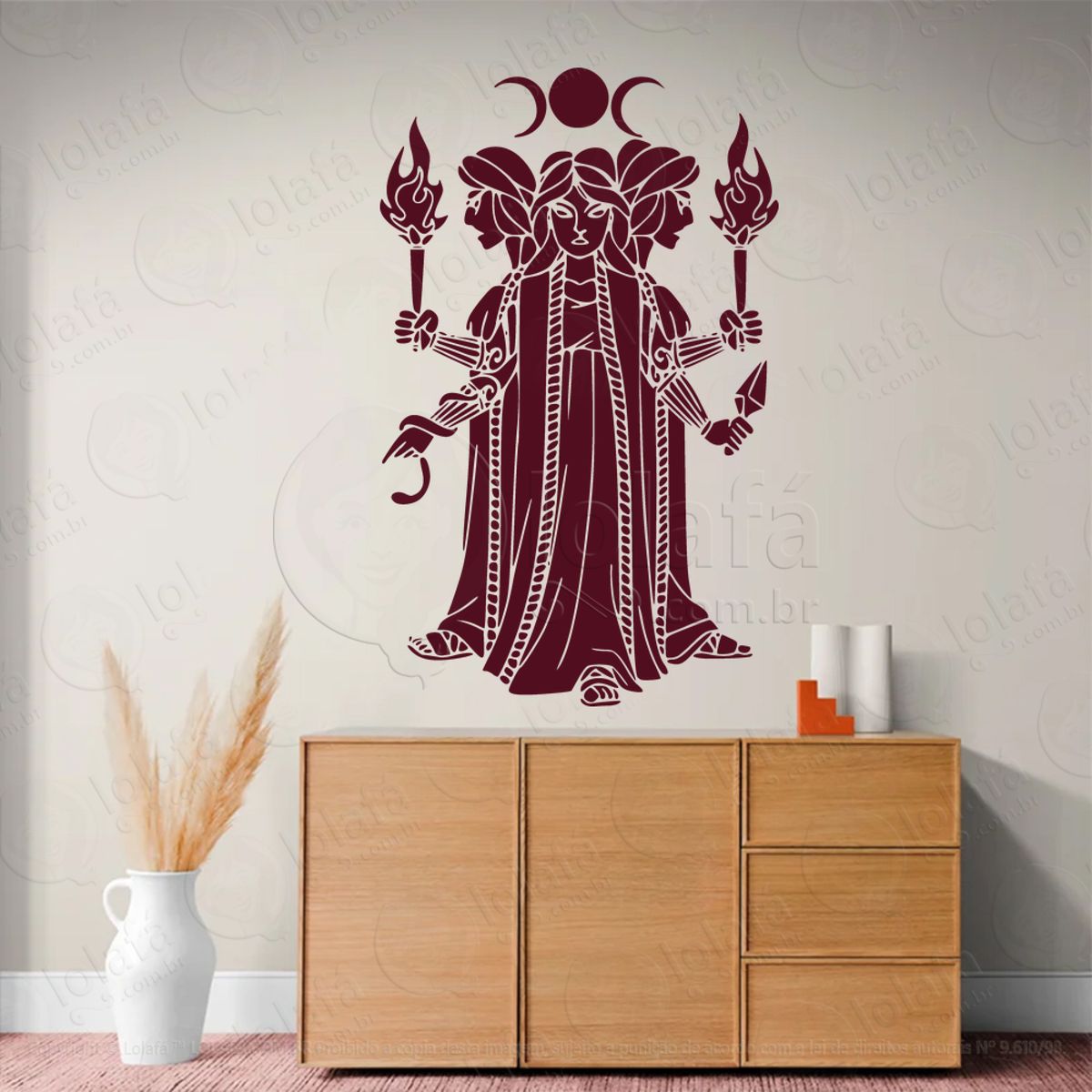 Deusa Tríplice Triple Goddess Adesivo de Parede Decorativo para Casa, Sala, Quarto, Vidro e Altar Ocultista Mod:72
