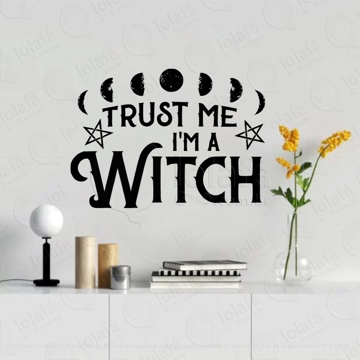 Trust Me Confie em Mim Adesivo de Parede Decorativo para Casa, Sala, Quarto, Vidro e Altar Ocultista Mod:75