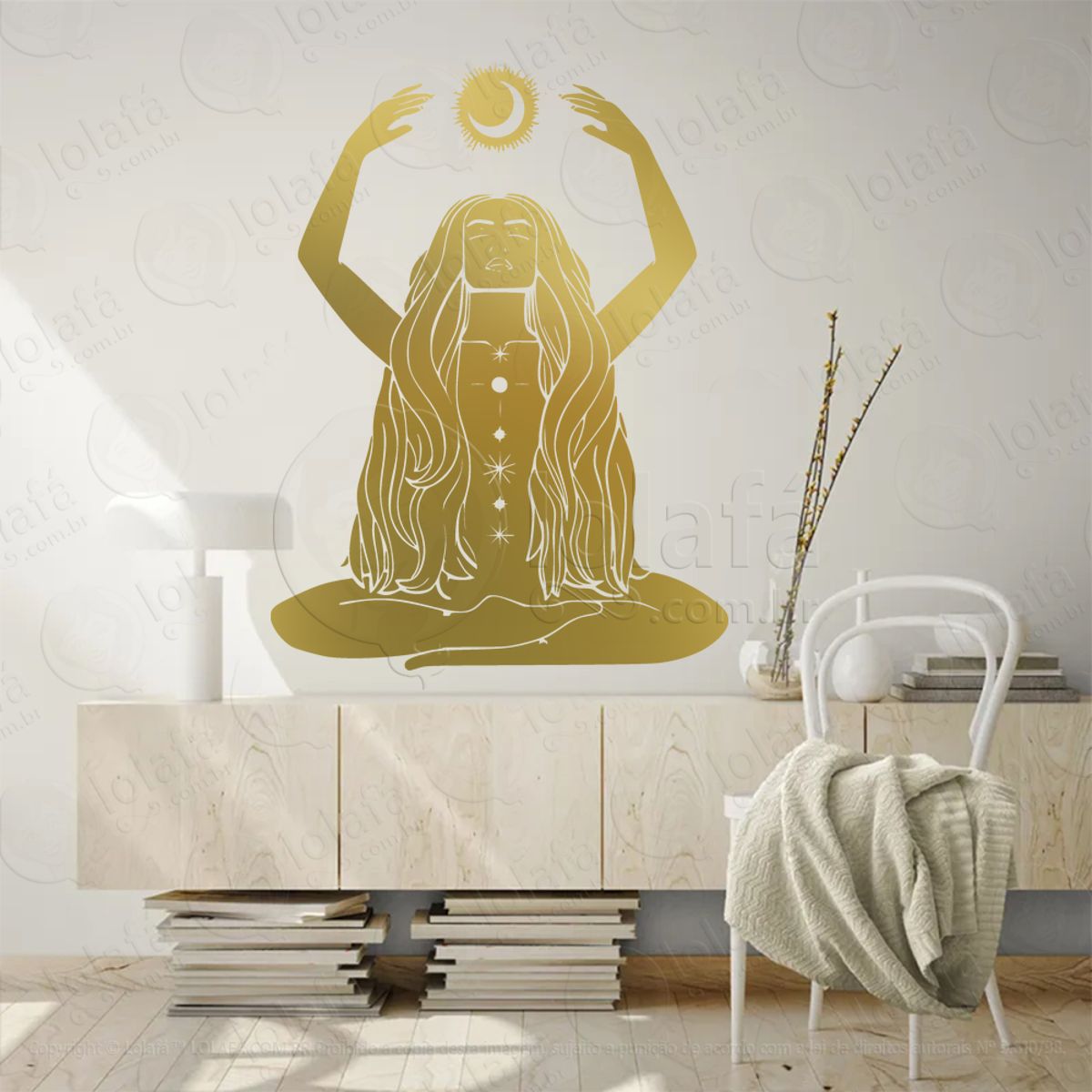 Mulher Lua Woman Moon Adesivo de Parede Decorativo para Casa, Sala, Quarto, Vidro e Altar Ocultista Mod:80
