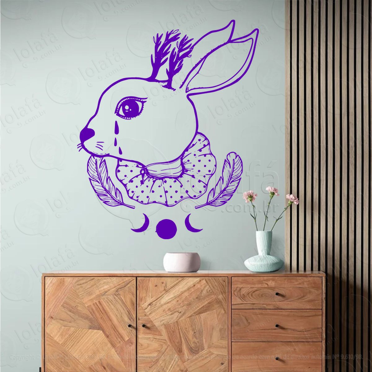 Lebre Mística Mystic Hare Adesivo de Parede Decorativo para Casa, Sala, Quarto, Vidro e Altar Ocultista Mod:83