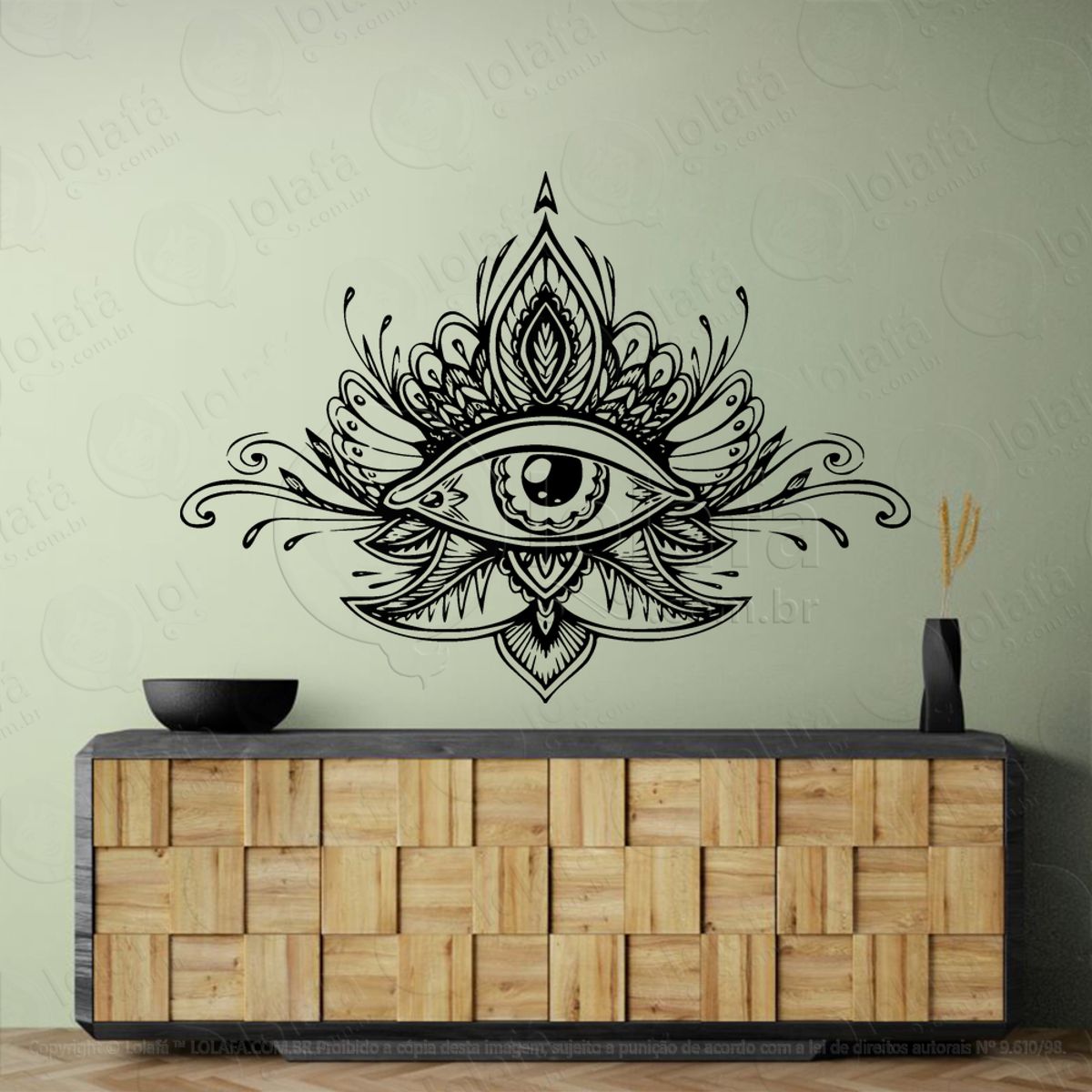 Olho Ornamental Eye Adesivo de Parede Decorativo para Casa, Sala, Quarto, Vidro e Altar Ocultista Mod:87
