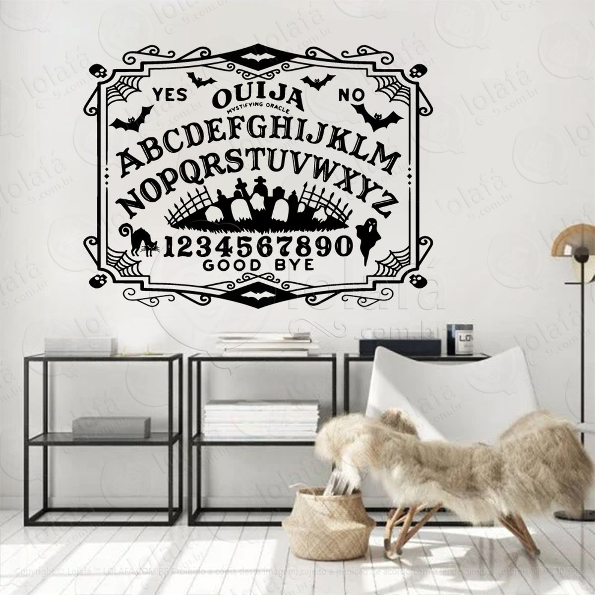 Tabuleiro Ouija Board Adesivo de Parede Decorativo para Casa, Sala, Quarto, Vidro e Altar Ocultista Mod:88