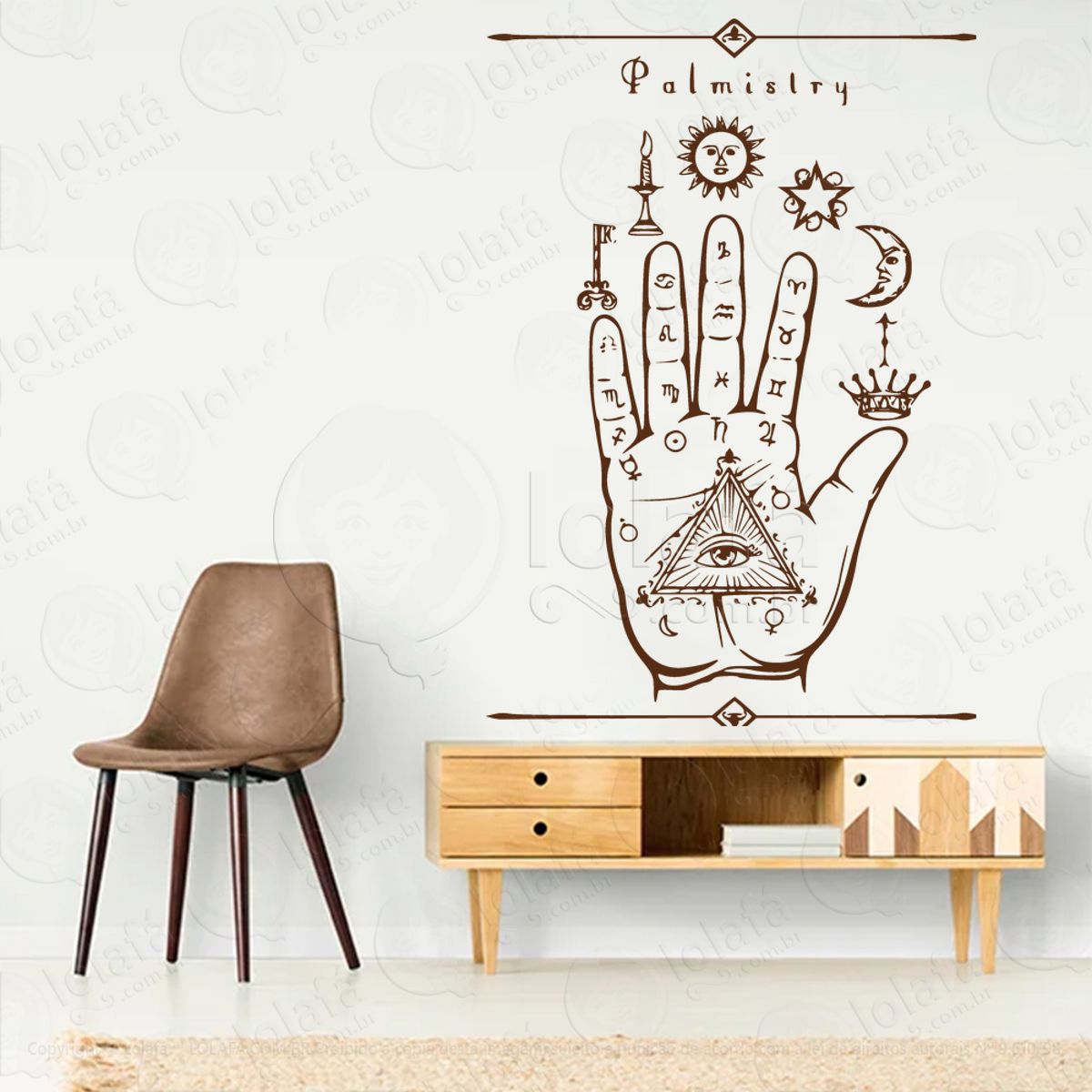 Quiromancia Palmistry Adesivo de Parede Decorativo para Casa, Sala, Quarto, Vidro e Altar Ocultista Mod:92
