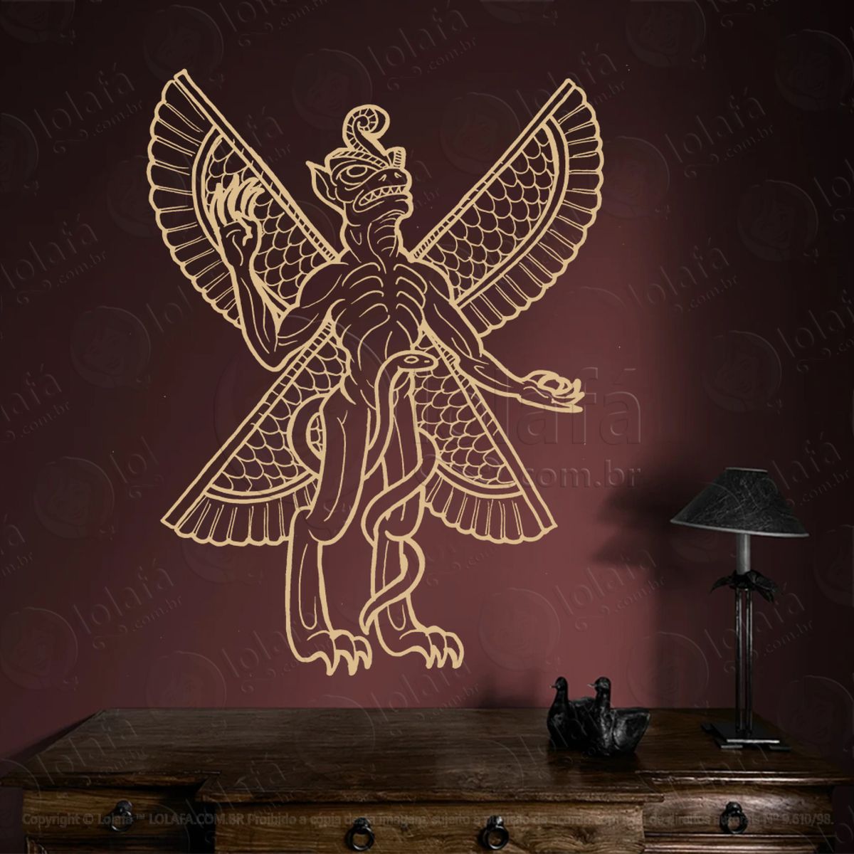Pazuzu Adesivo de Parede Decorativo para Casa, Sala, Quarto, Vidro e Altar Ocultista Mod:93