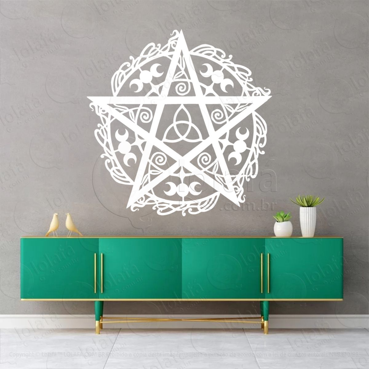 Mandala do Pentáculo Pentacle Adesivo de Parede Decorativo para Casa, Sala, Quarto, Vidro e Altar Ocultista Mod:95