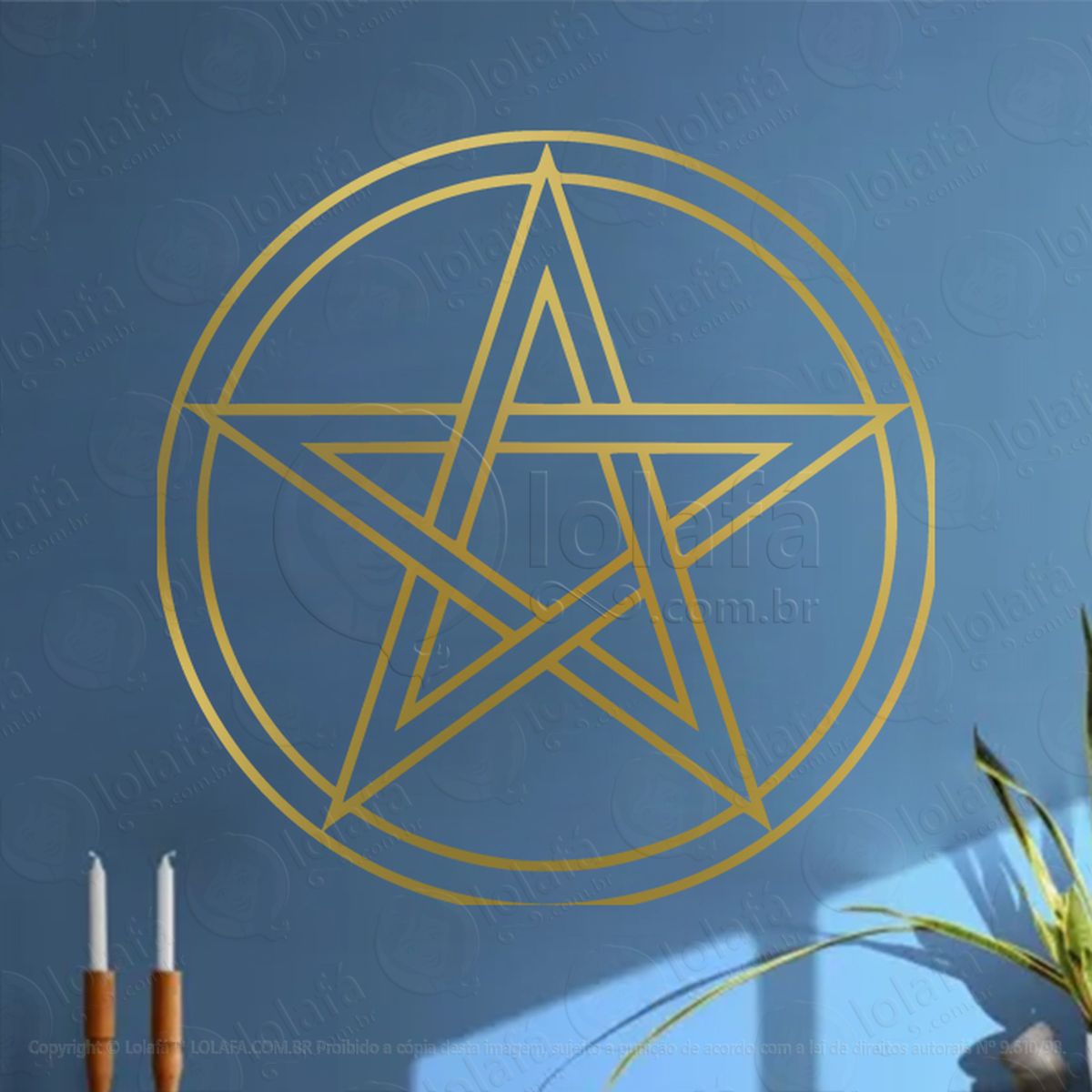Pentáculo Pentagrama Pentacle Adesivo de Parede Decorativo para Casa, Sala, Quarto, Vidro e Altar Ocultista Mod:96
