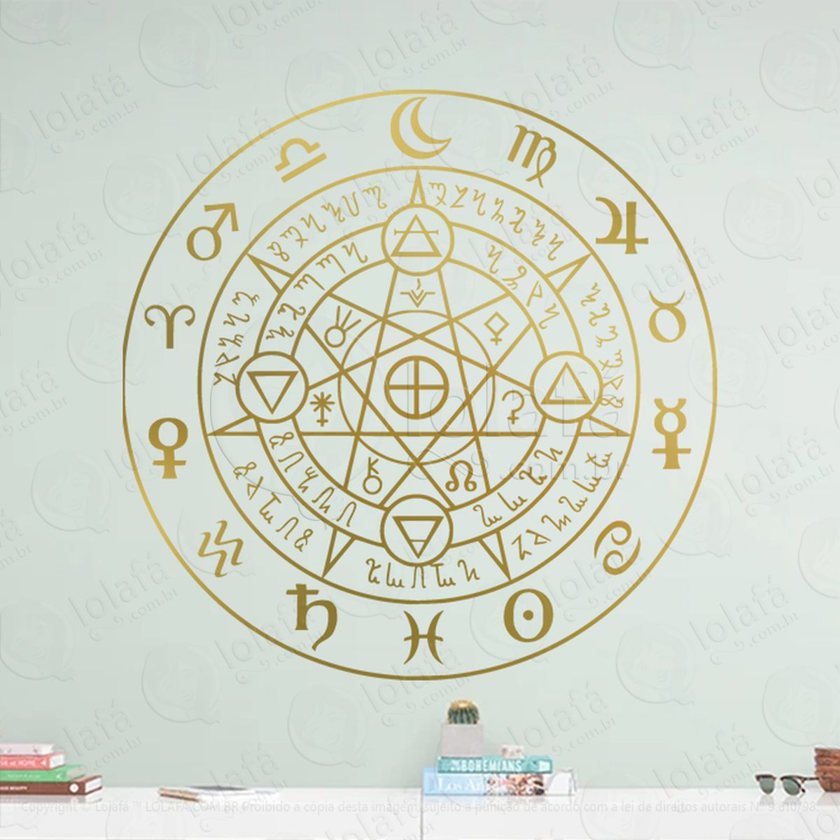 Roda Rúnica Rune Wheel Adesivo de Parede Decorativo para Casa, Sala, Quarto, Vidro e Altar Ocultista Mod:103