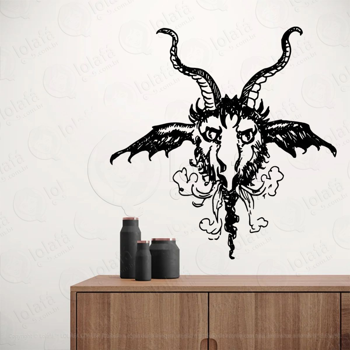 Cabra Satânica Satanic Goat Adesivo de Parede Decorativo para Casa, Sala, Quarto, Vidro e Altar Ocultista Mod:106