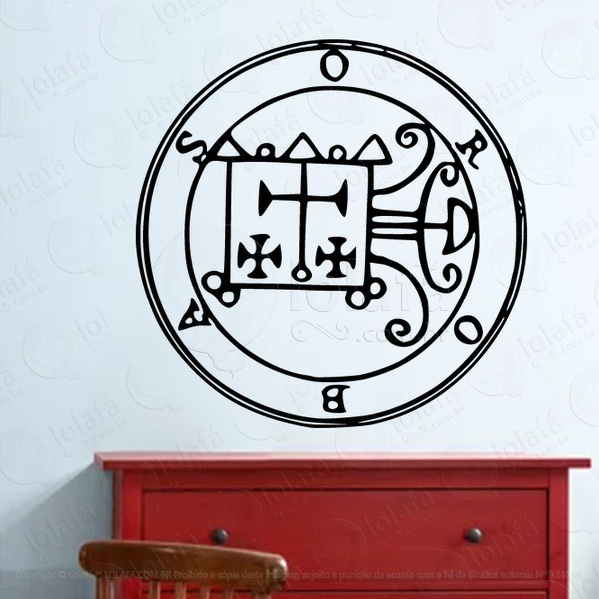 Selo de Orobas Seal of Orobas Adesivo de Parede Decorativo para Casa, Sala, Quarto, Vidro e Altar Ocultista Mod:107