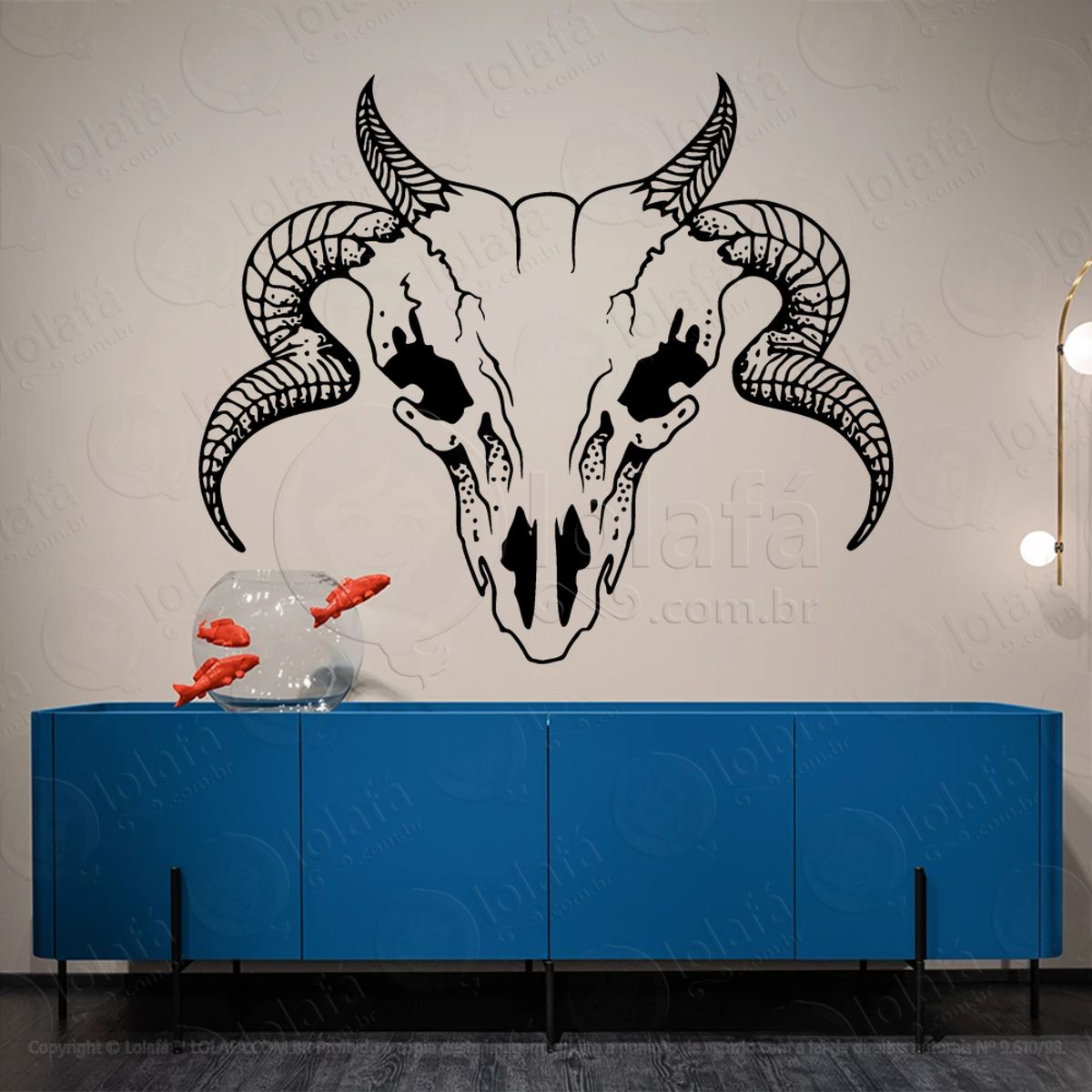 Caveira Skull Adesivo de Parede Decorativo para Casa, Sala, Quarto, Vidro e Altar Ocultista Mod:110