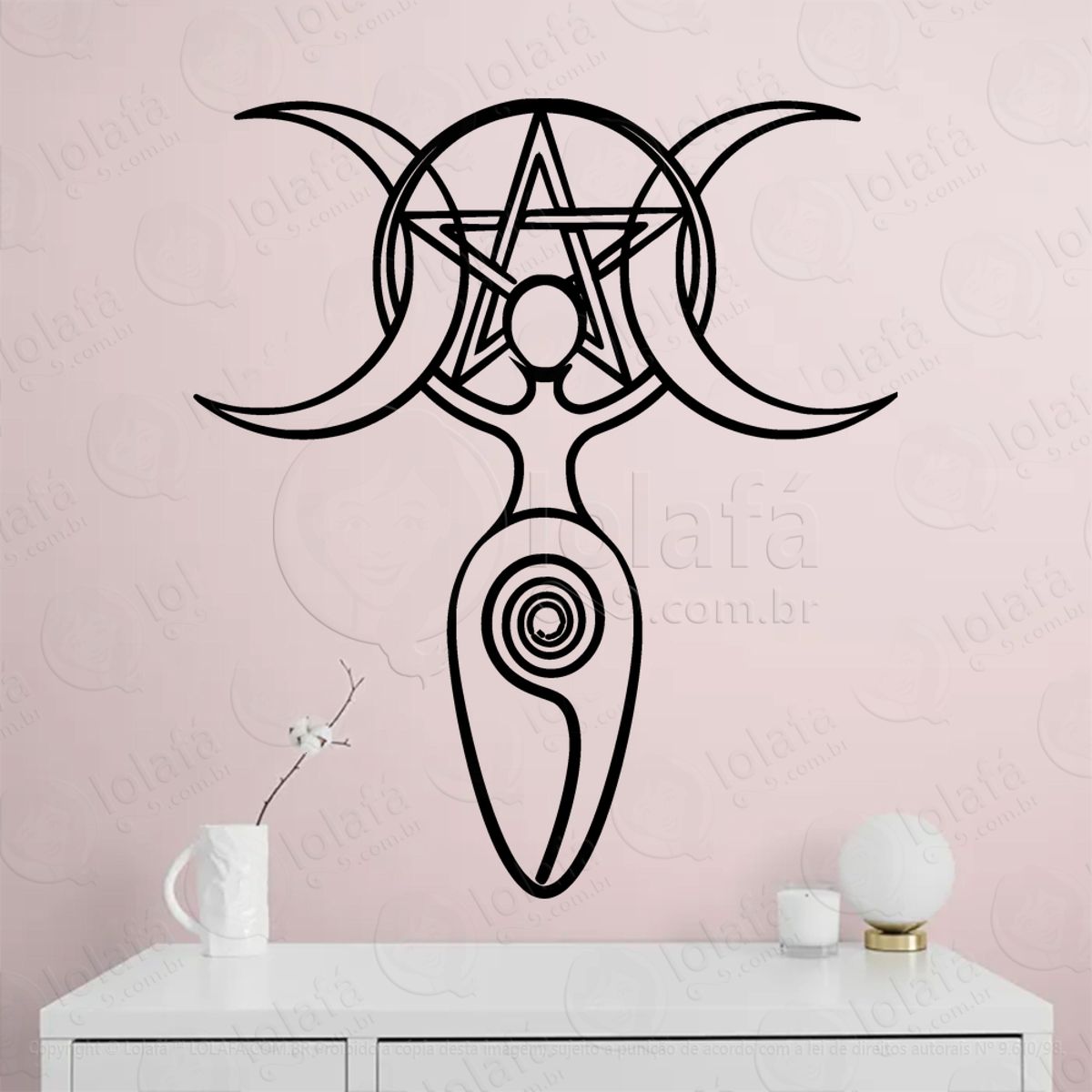 Deusa Espiral Triluna Spiral Goddess Adesivo de Parede Decorativo para Casa, Sala, Quarto, Vidro e Altar Ocultista Mod:113