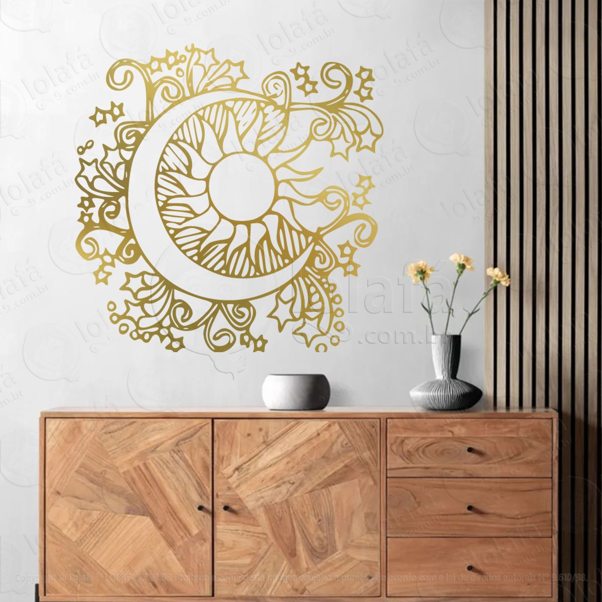Sol e Lua Sun and Moon Adesivo de Parede Decorativo para Casa, Sala, Quarto, Vidro e Altar Ocultista Mod:116